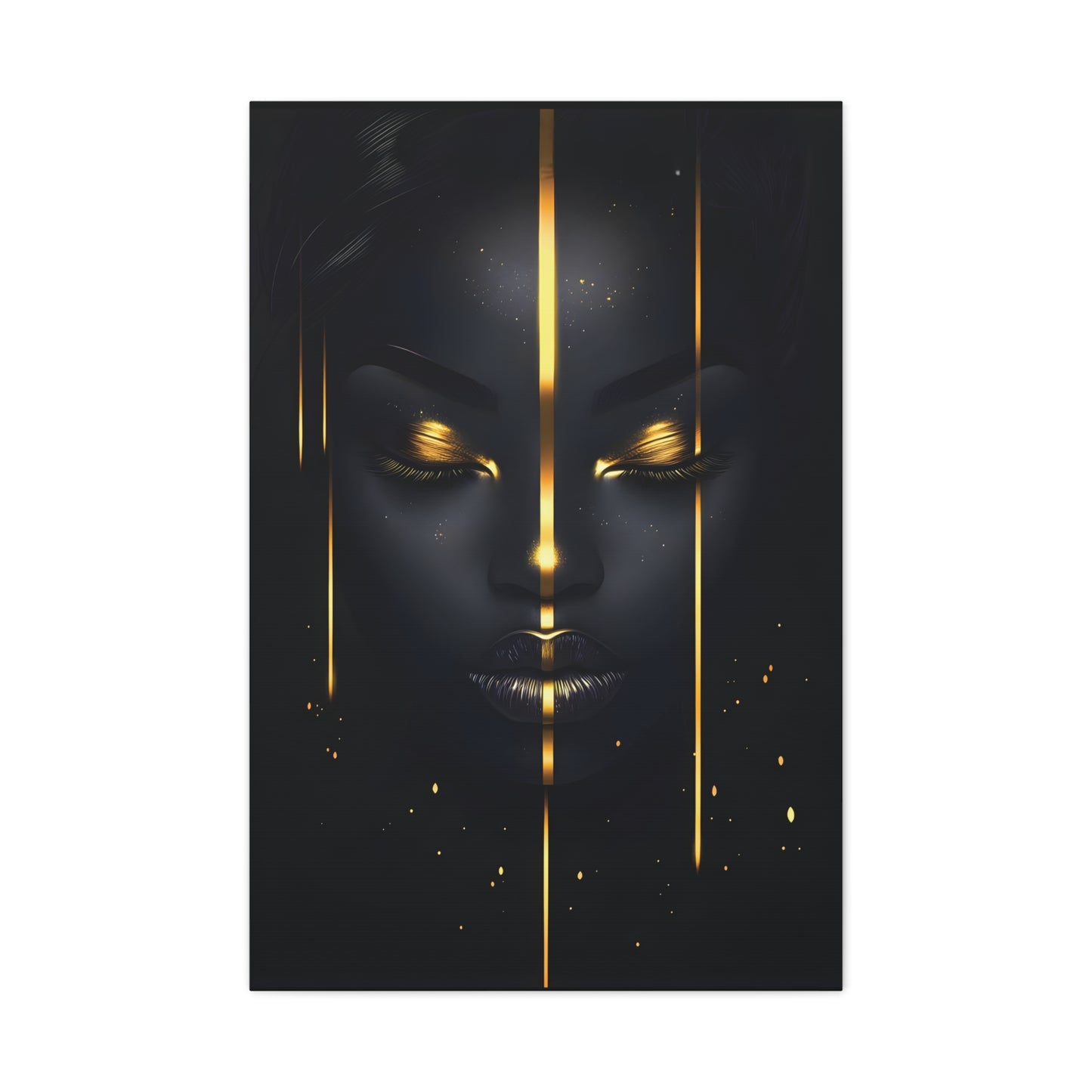 Afrocentric Black Gold Wall Art – Elegant African Woman with Gold Accents, Minimalist Wall Decor, Modern Home Aesthetic, Gift for Art Lovers, Thoughtful Housewarming Present
