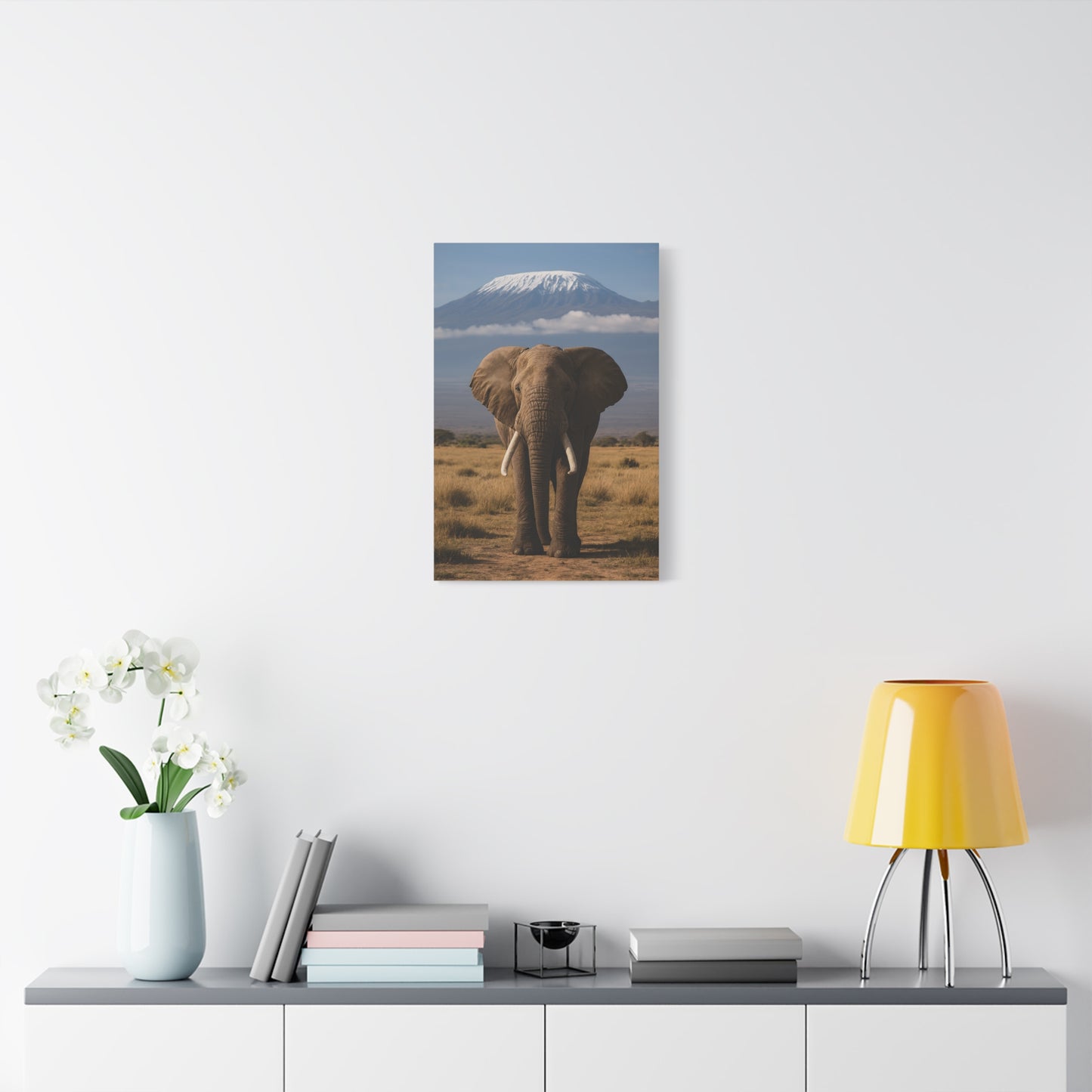 Stretched Canvas Art featuring Majestic Elephant and Kilimanjaro, Wildlife Decor, Nature Lover's Gift, Animal Wall Art, Home Decor, Nature Lovers