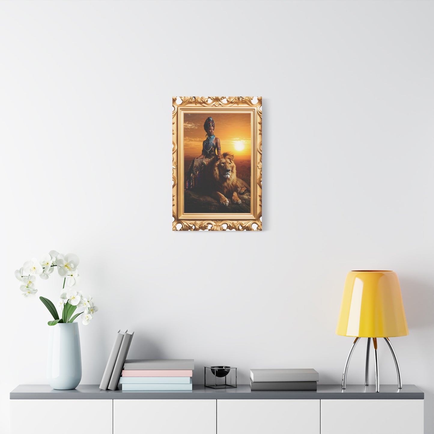 African Queen Lion Wall Art, Matte Canvas Print, Home Decor, Gallery Wall Art, Unique Gift, Boho Decor, Majestic Artwork