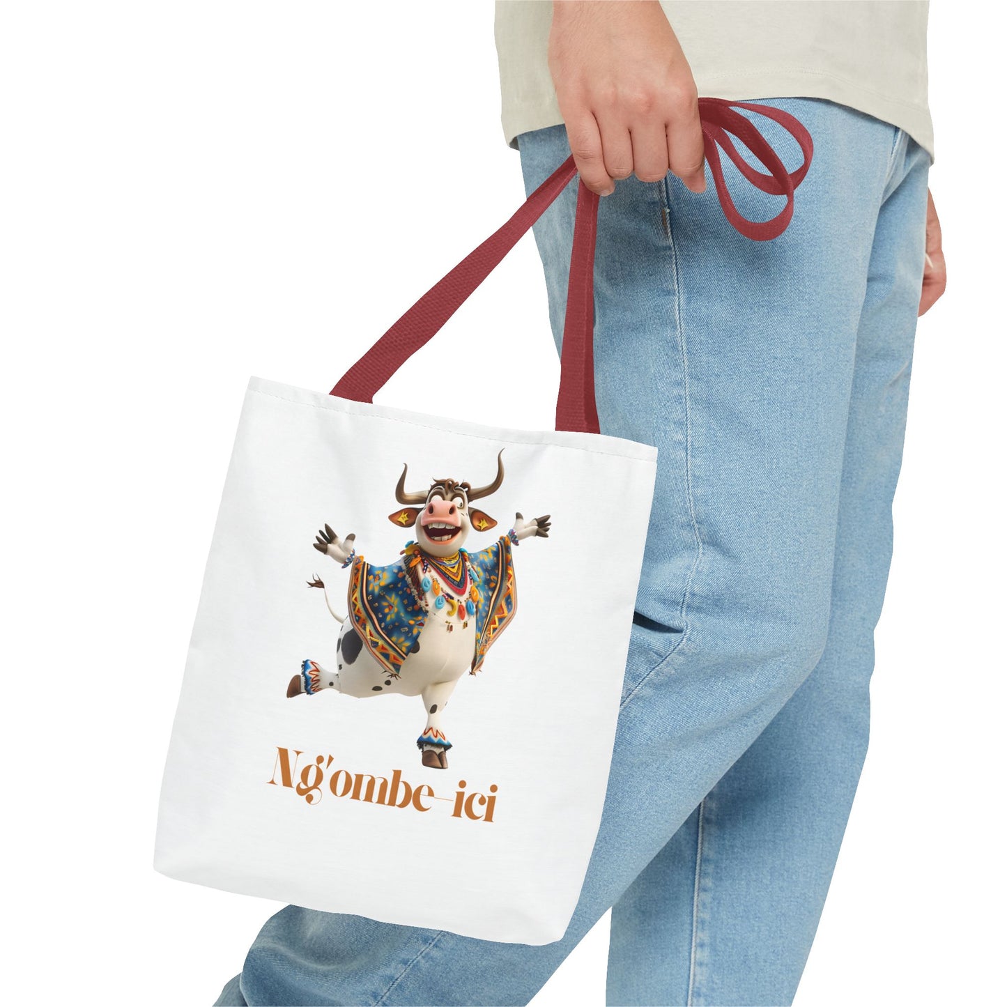 Ngombe-ici Whimsical Cow Tote Bag, Fun Eco-Friendly Shopping Bag, Animal Lover Gift, Festival Tote, Cute Cow Design, Mochila de Vaca