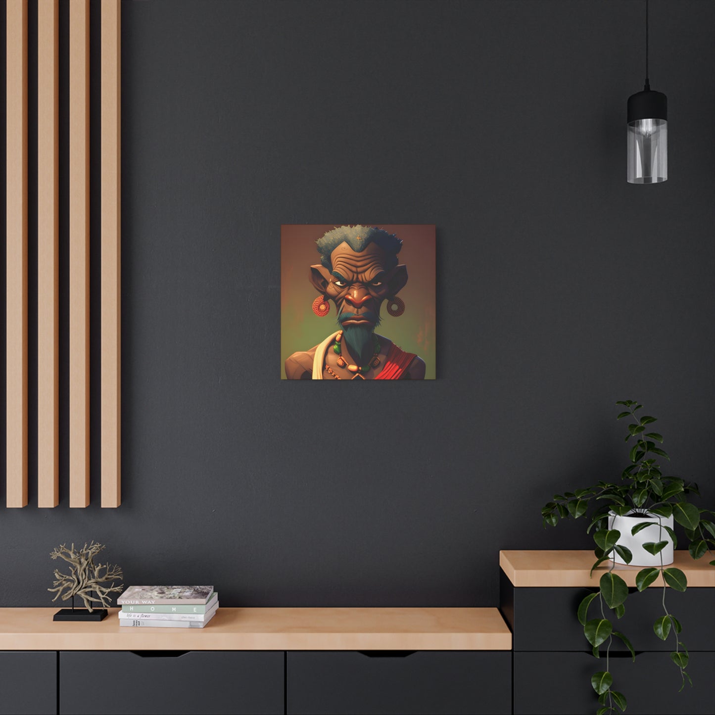 Afro Futurist Tribal Elder Portrait – Bold African Character Art Canvas Print, Home Decor, Ethnic Portrait, African Culture Print, Art Gift for Collectors