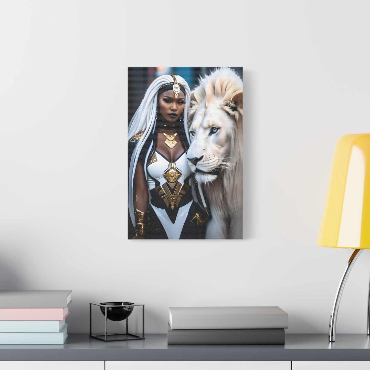 Afrofuturistic Warrior Queen Art Print – Lion Power & African Royalty - Powerful Artwork with Regal Themes, Home Decor, Perfect Gift for Art Lovers, Wall Hanging, Inspirational Decor