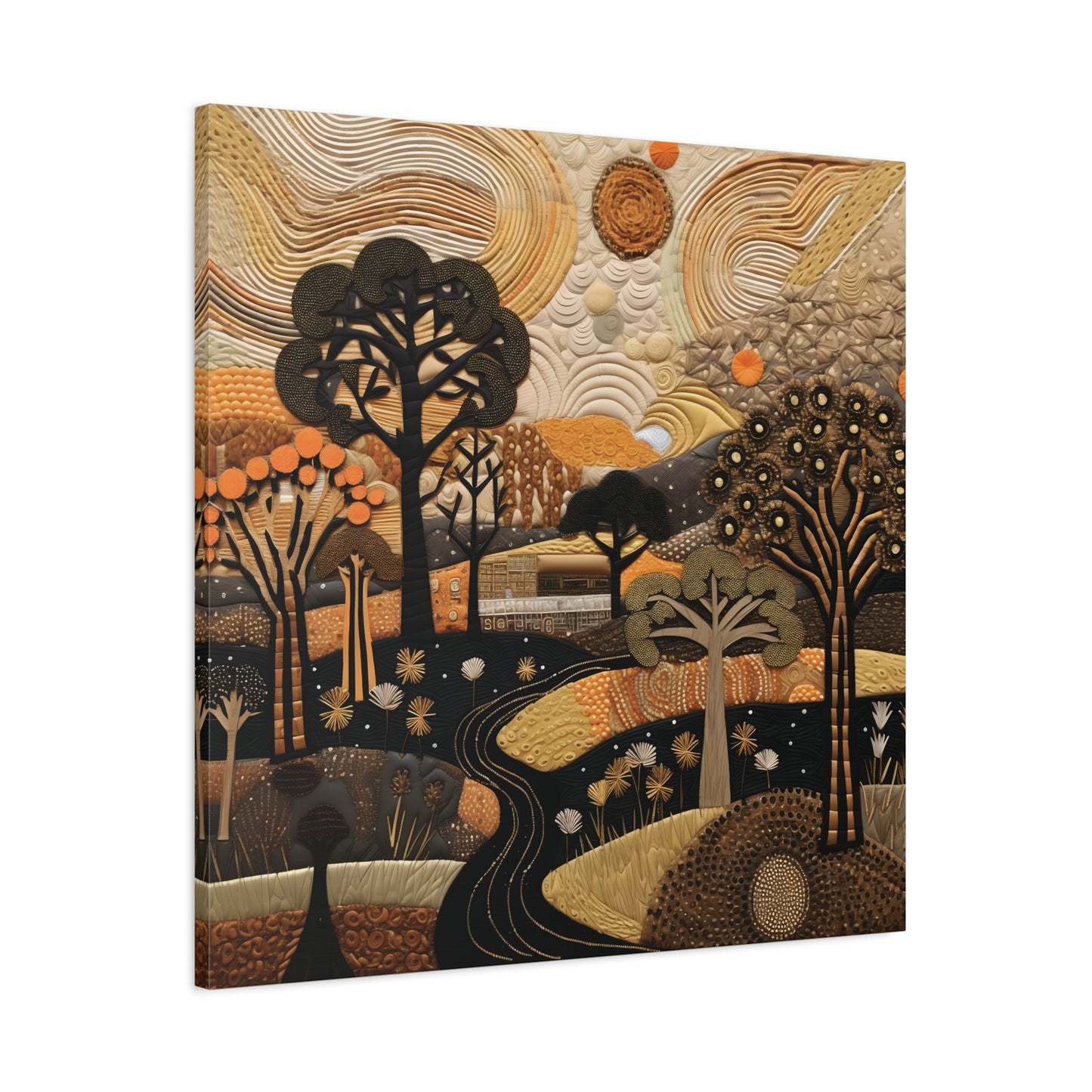Artistic African Landscape Wall Art Canvas Print, Home Decor, Nature Landscape, Cozy Vibes, Gift for Art Lovers, Fall Decor, Unique Artwork
