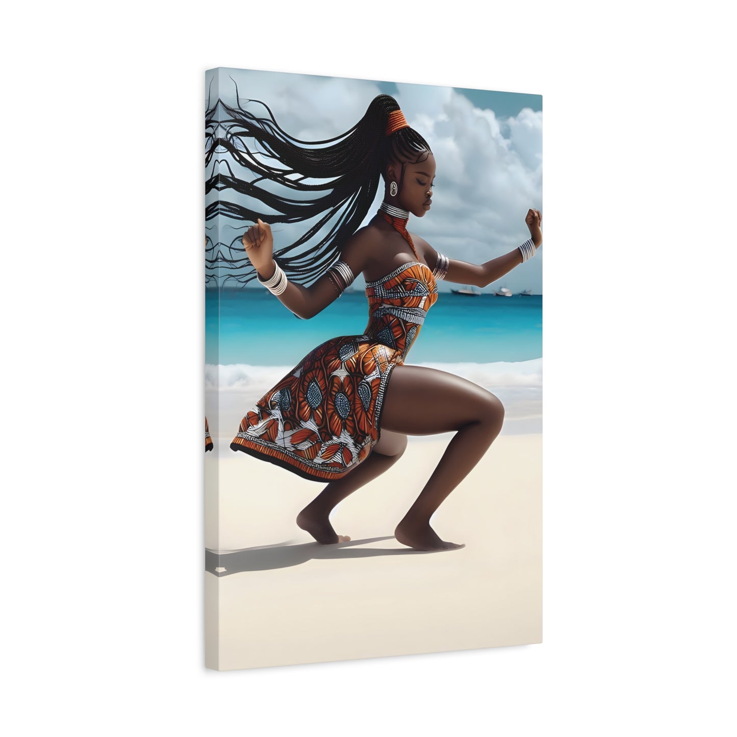 Artistic Canvas Wall Art, Home Decor, African Culture, Beach Vibe, Unique Gift, Modern Aesthetic
