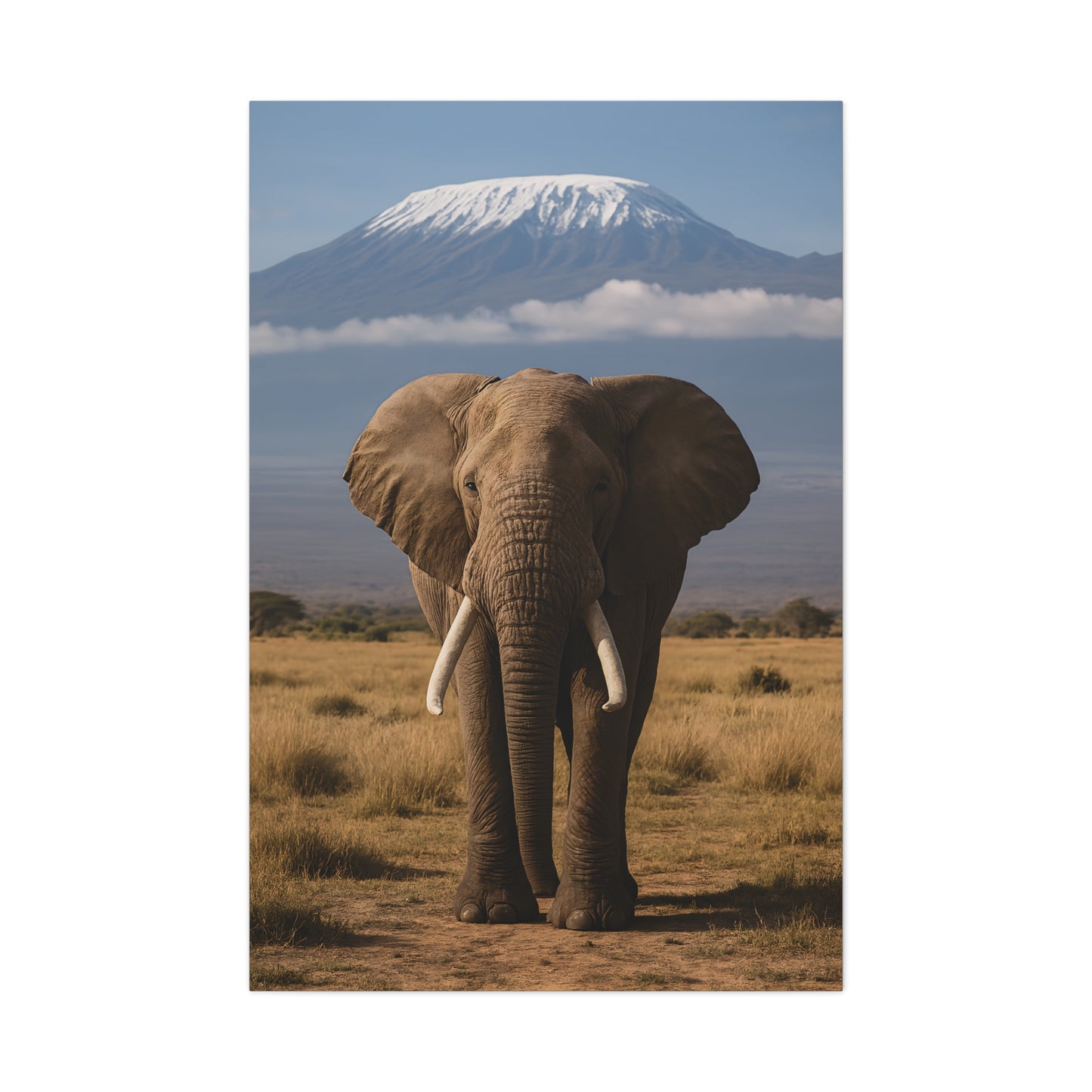 Stretched Canvas Art featuring Majestic Elephant and Kilimanjaro, Wildlife Decor, Nature Lover's Gift, Animal Wall Art, Home Decor, Nature Lovers