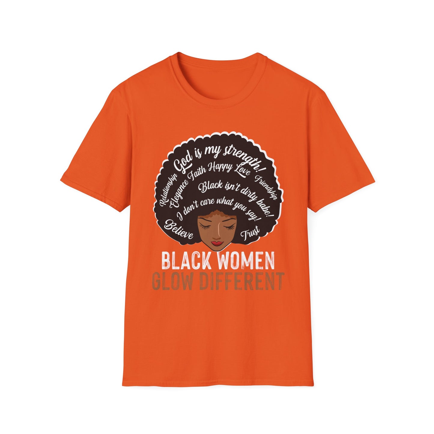Black Women Glow Different Unisex Softstyle T-Shirt