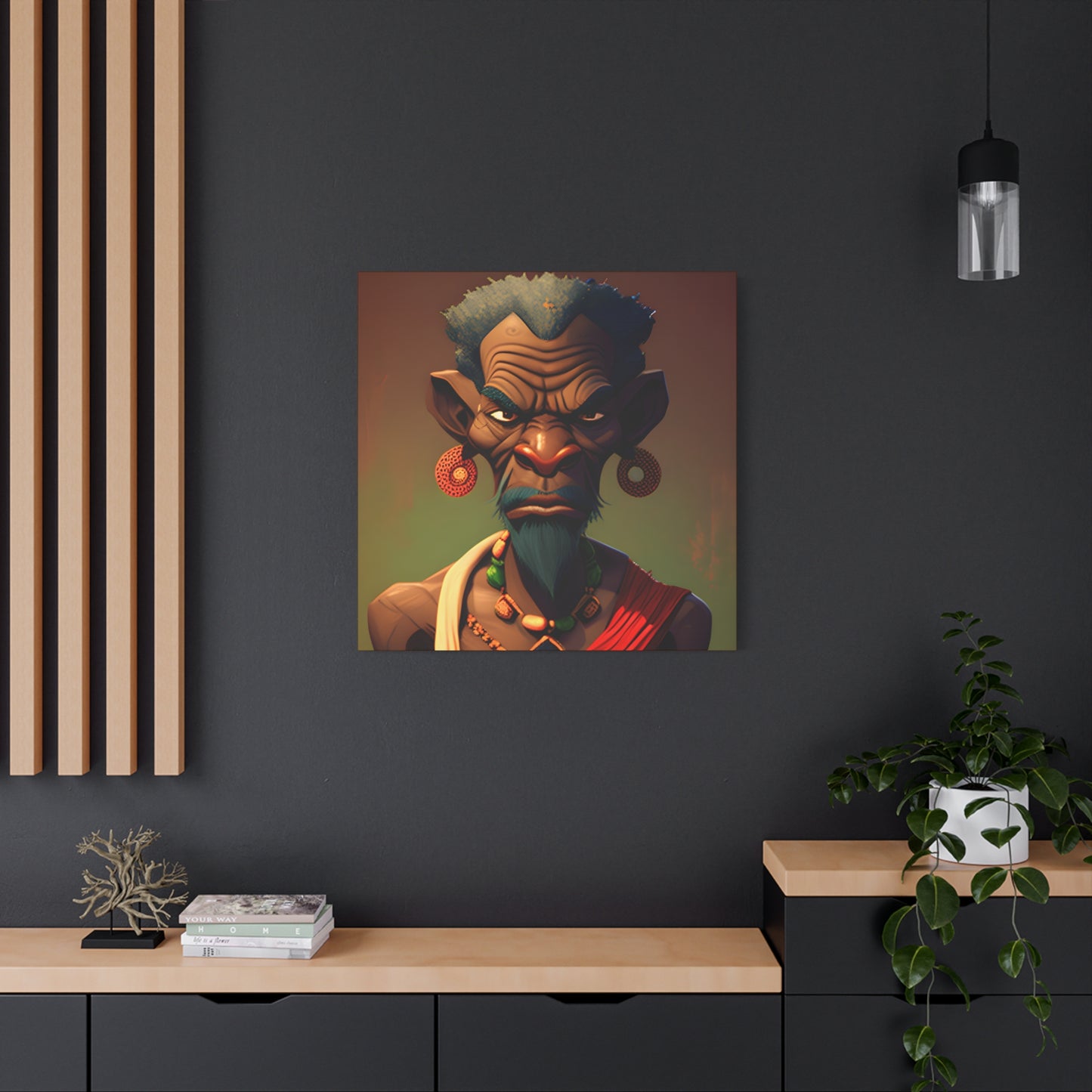 Afro Futurist Tribal Elder Portrait – Bold African Character Art Canvas Print, Home Decor, Ethnic Portrait, African Culture Print, Art Gift for Collectors