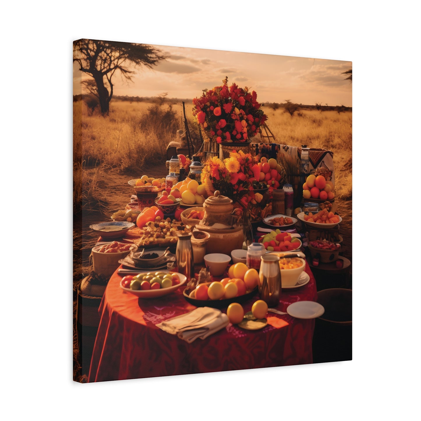 Afrocentric Food Art Print – Bold Culinary Canvas Wall Art, Home Decor, Nature Landscape, Kitchen Wall Decor, Gift for Foodies, Farmhouse Style