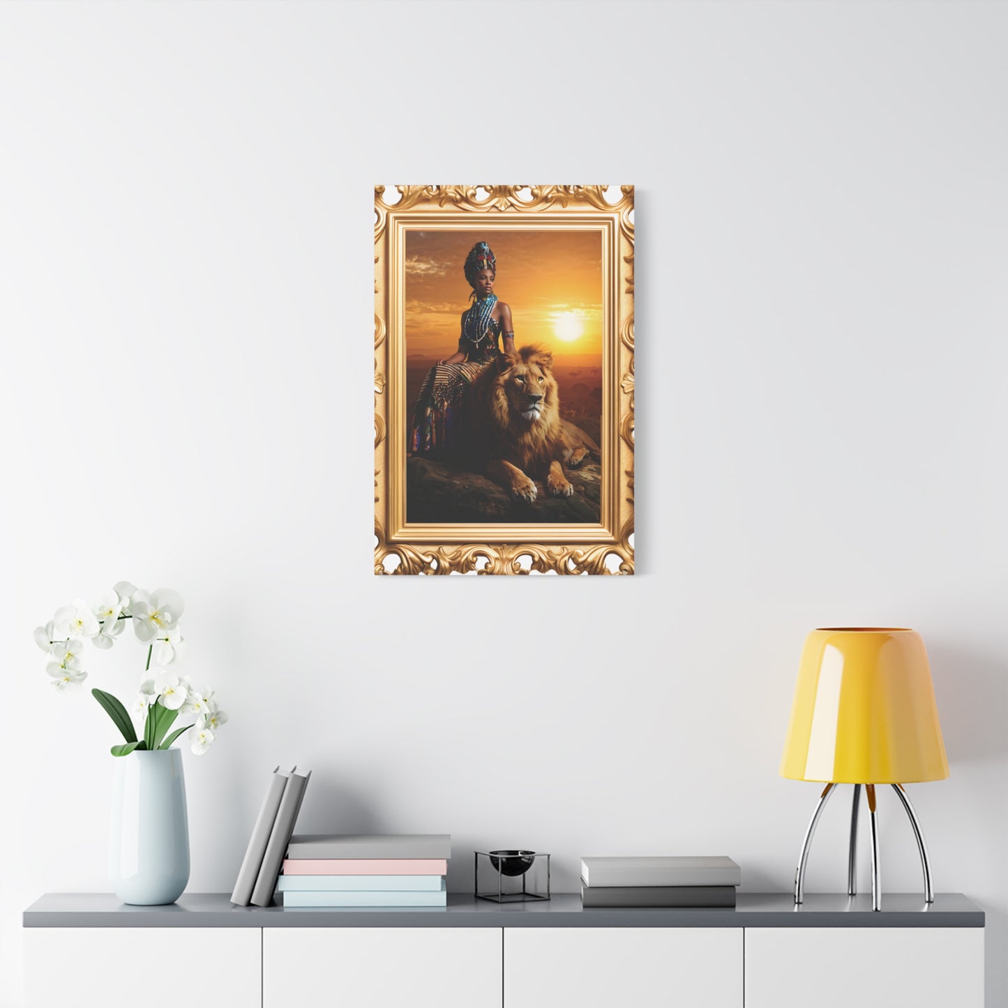 African Queen Lion Wall Art, Matte Canvas Print, Home Decor, Gallery Wall Art, Unique Gift, Boho Decor, Majestic Artwork