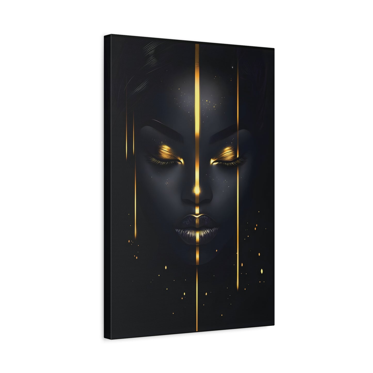 Afrocentric Black Gold Wall Art – Elegant African Woman with Gold Accents, Minimalist Wall Decor, Modern Home Aesthetic, Gift for Art Lovers, Thoughtful Housewarming Present