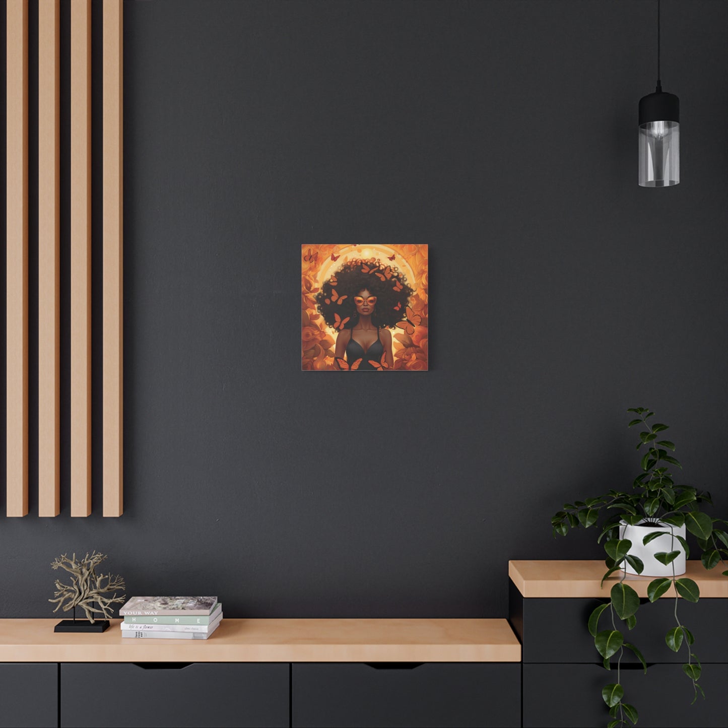 Afro Butterfly Queen – Vibrant Black Girl Magic Canvas Wall Art, Boho Home Decor Print, Afrocentric Canvas Artwork, Perfect Gift for Nature Lovers, Vibrant Butterfly Decor