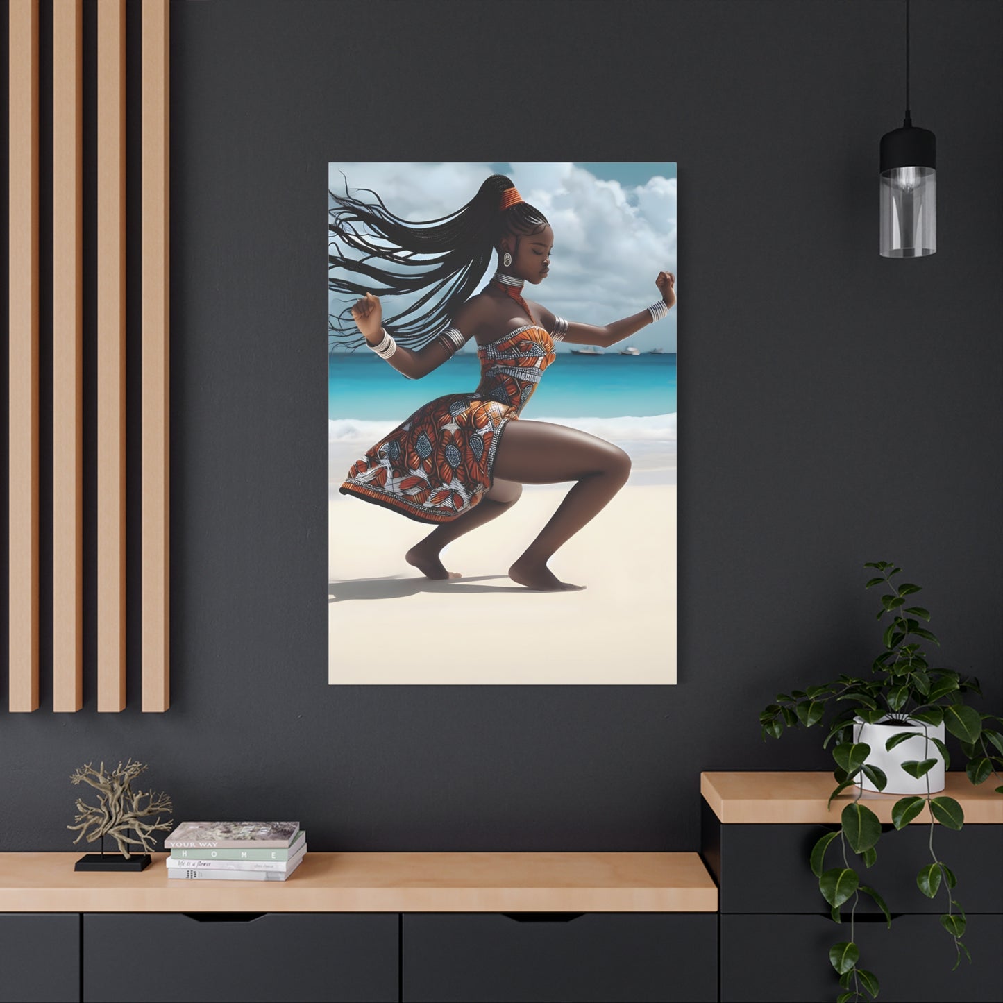 Artistic Canvas Wall Art, Home Decor, African Culture, Beach Vibe, Unique Gift, Modern Aesthetic