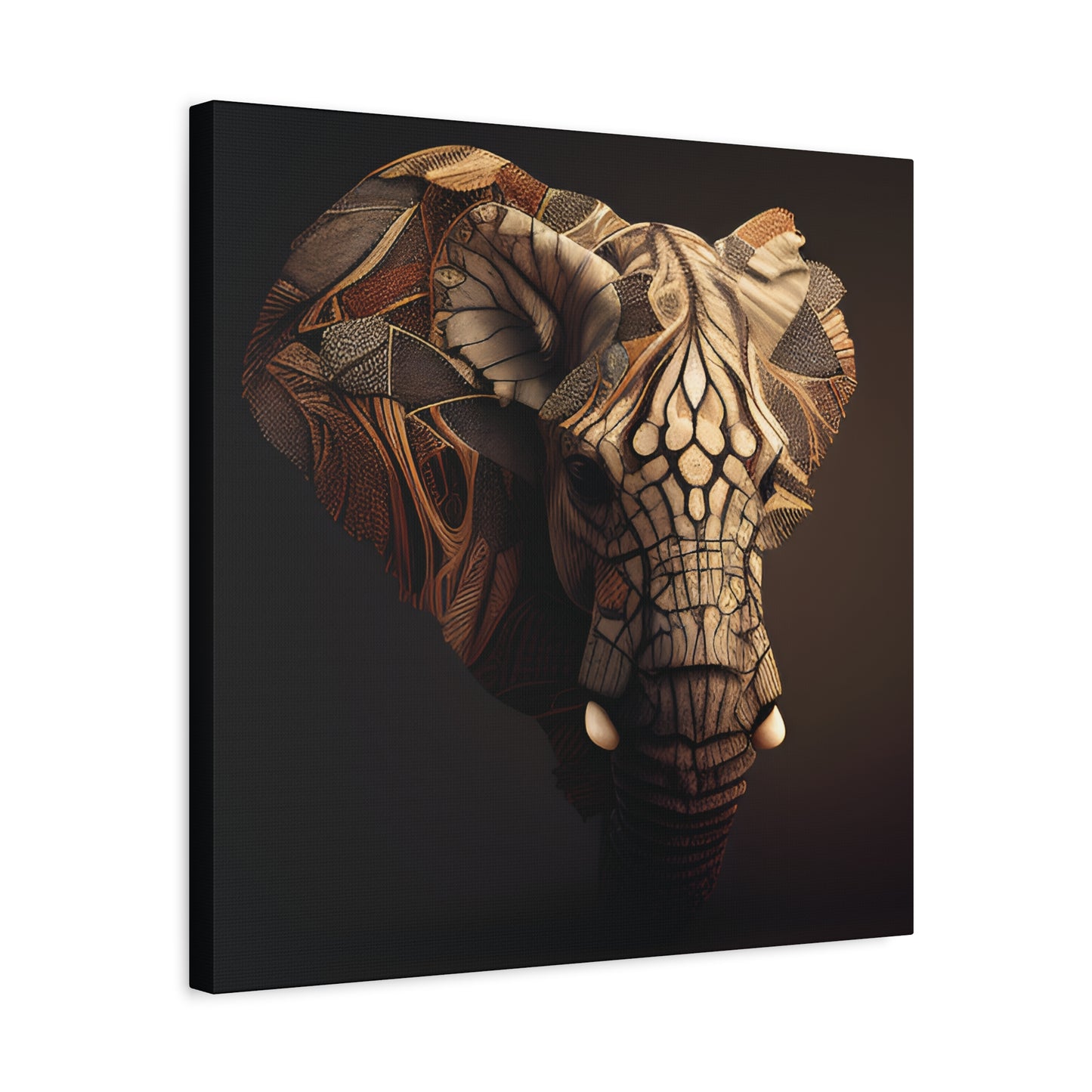 Tribal Elephant Wall Art – Intricate African Animal Canvas Print, Unique Wall Art, Home Decor, Gift for Animal Lovers, Nature-Inspired Artwork