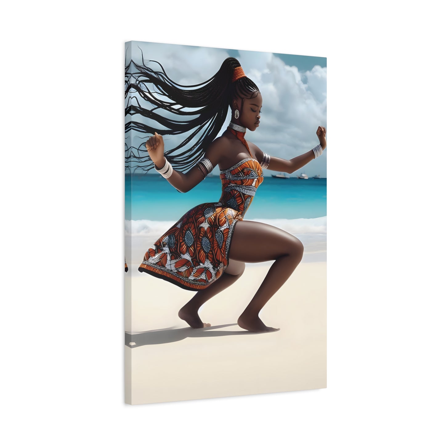 Artistic Canvas Wall Art, Home Decor, African Culture, Beach Vibe, Unique Gift, Modern Aesthetic