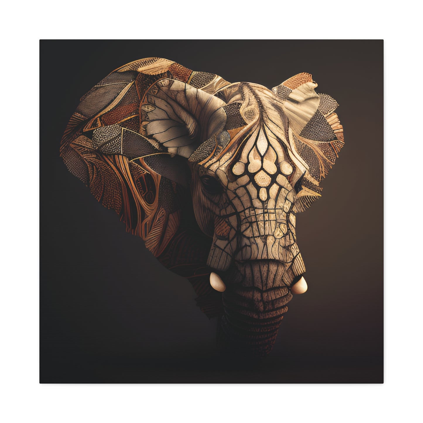 Tribal Elephant Wall Art – Intricate African Animal Canvas Print, Unique Wall Art, Home Decor, Gift for Animal Lovers, Nature-Inspired Artwork
