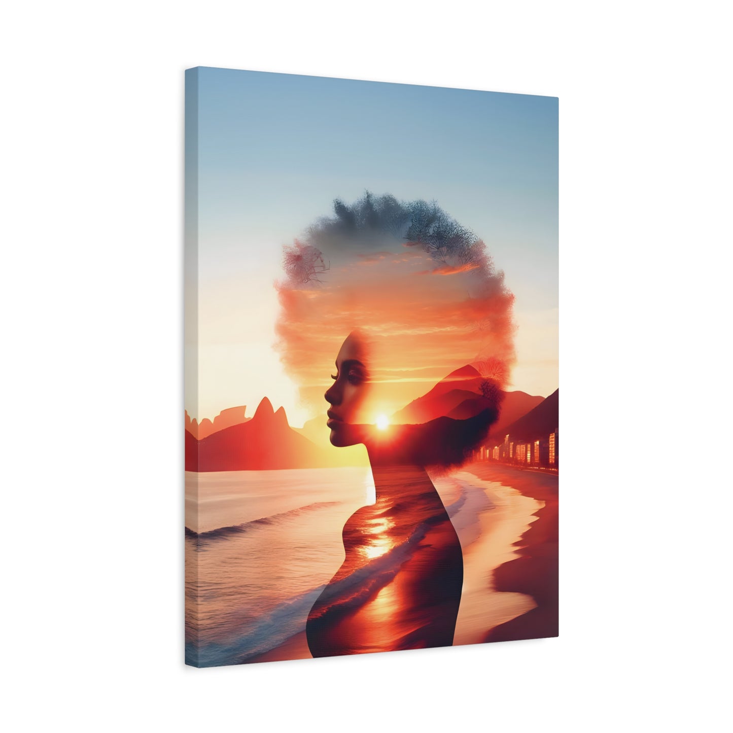 Afro Sunset Silhouette Canvas Art, Wall Decor, Home Aesthetic, Gift for Art Lovers, Bohemian Art, Inspirational Wall Hanging