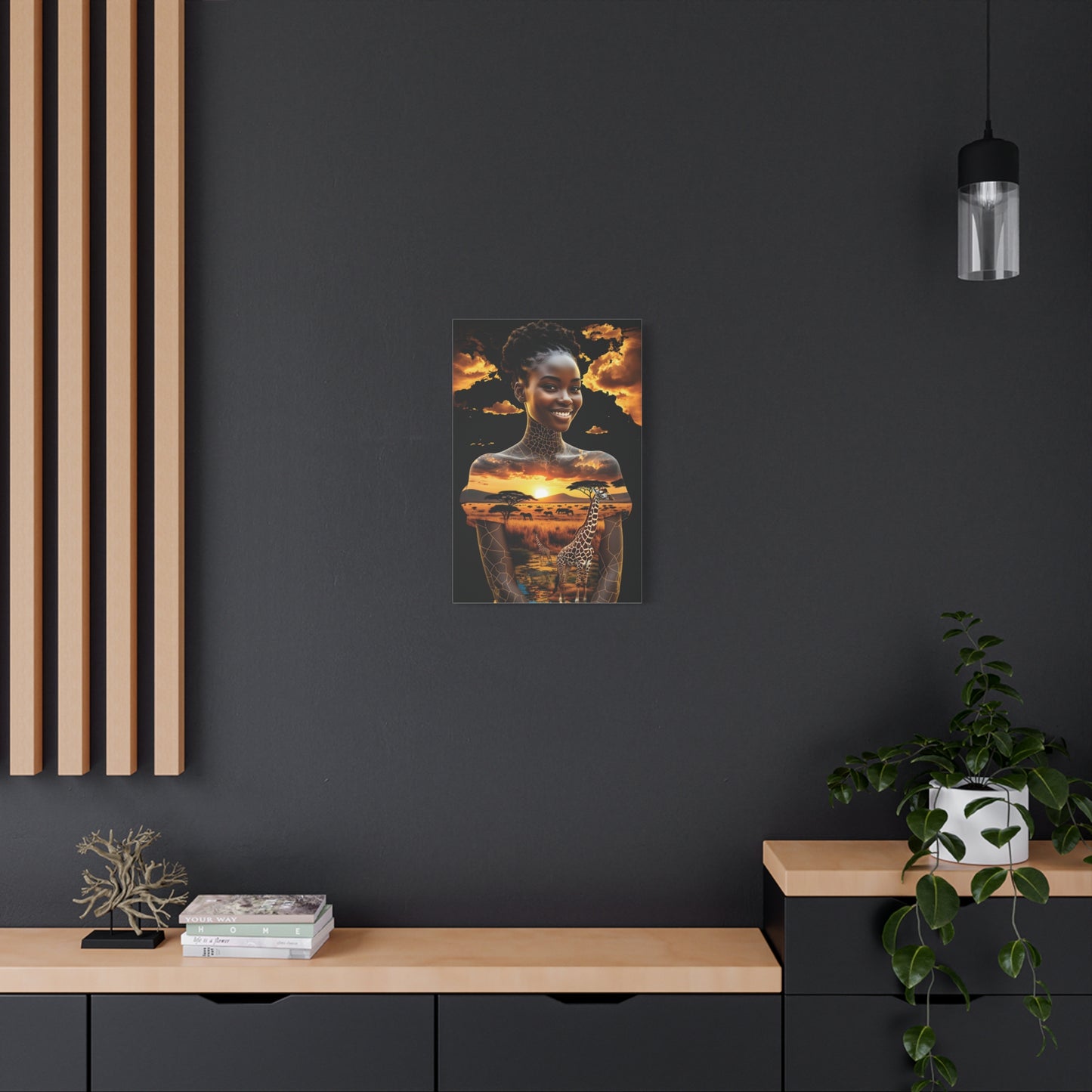 Afro Sunset Serenade Canvas Art, Inspiring Home Decor, Unique Gift, Nature Lover's Wall Art, Bohemian Chic, Animal Art, African Art