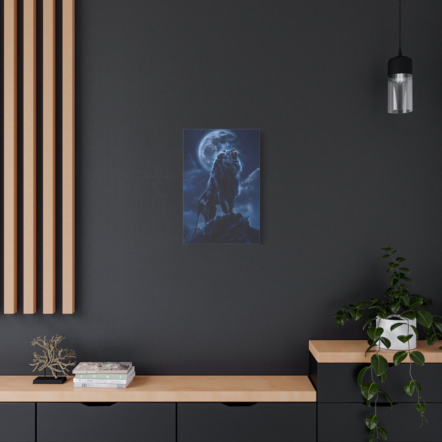 Majestic Lion Canvas Art Print, Home Decor, Wall Art, Animal Lover Gift, Moonlit Landscape, Office Wall Decoration, Afro Art