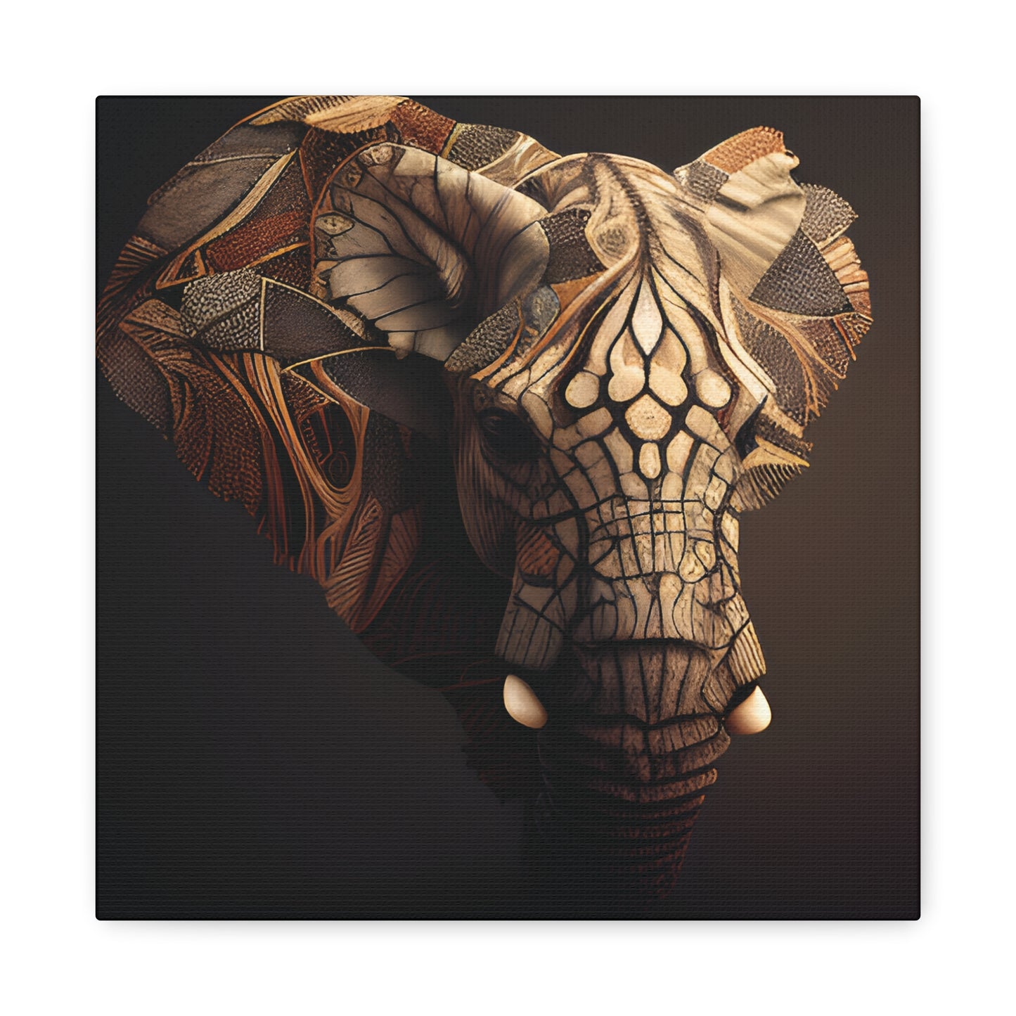 Tribal Elephant Wall Art – Intricate African Animal Canvas Print, Unique Wall Art, Home Decor, Gift for Animal Lovers, Nature-Inspired Artwork