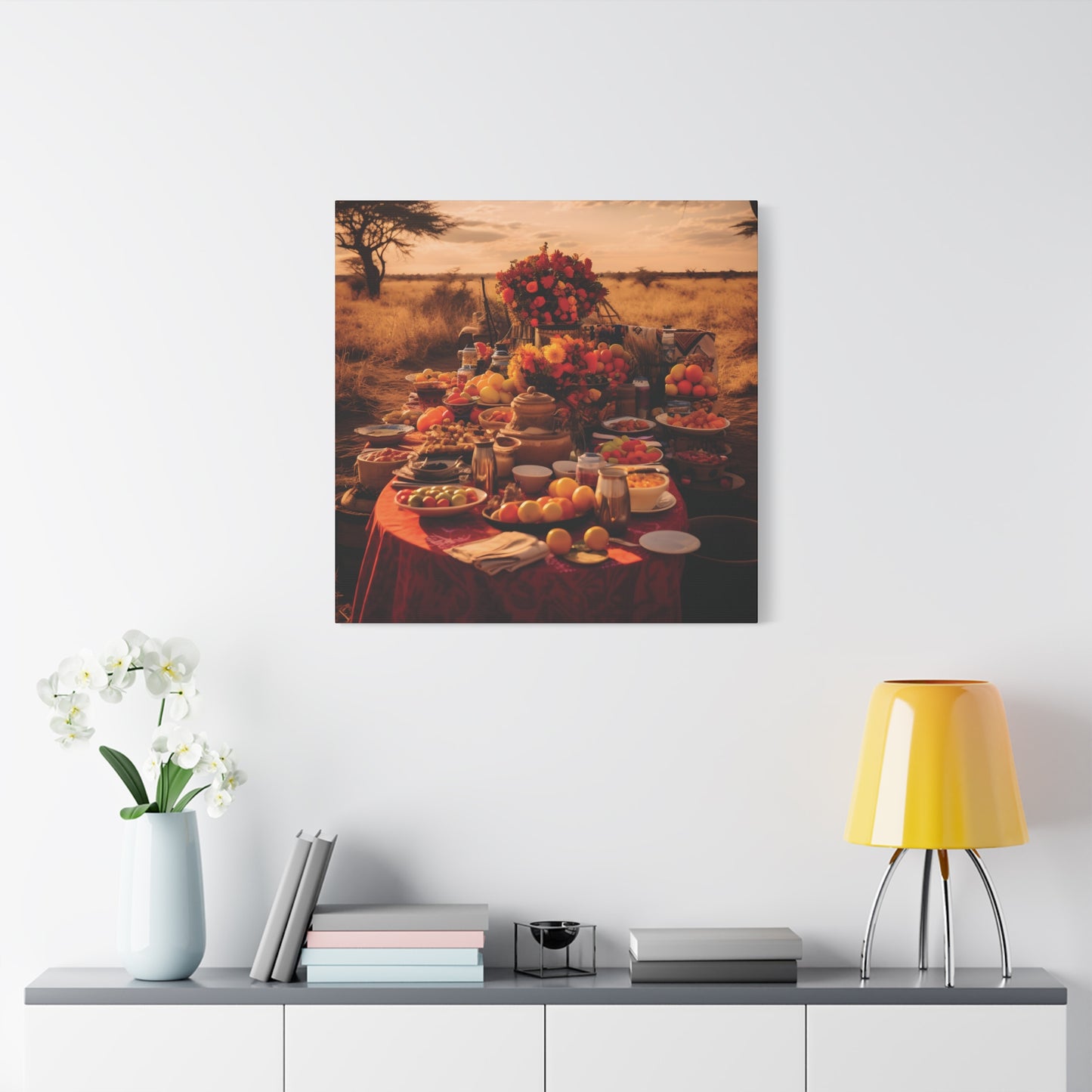 Afrocentric Food Art Print – Bold Culinary Canvas Wall Art, Home Decor, Nature Landscape, Kitchen Wall Decor, Gift for Foodies, Farmhouse Style