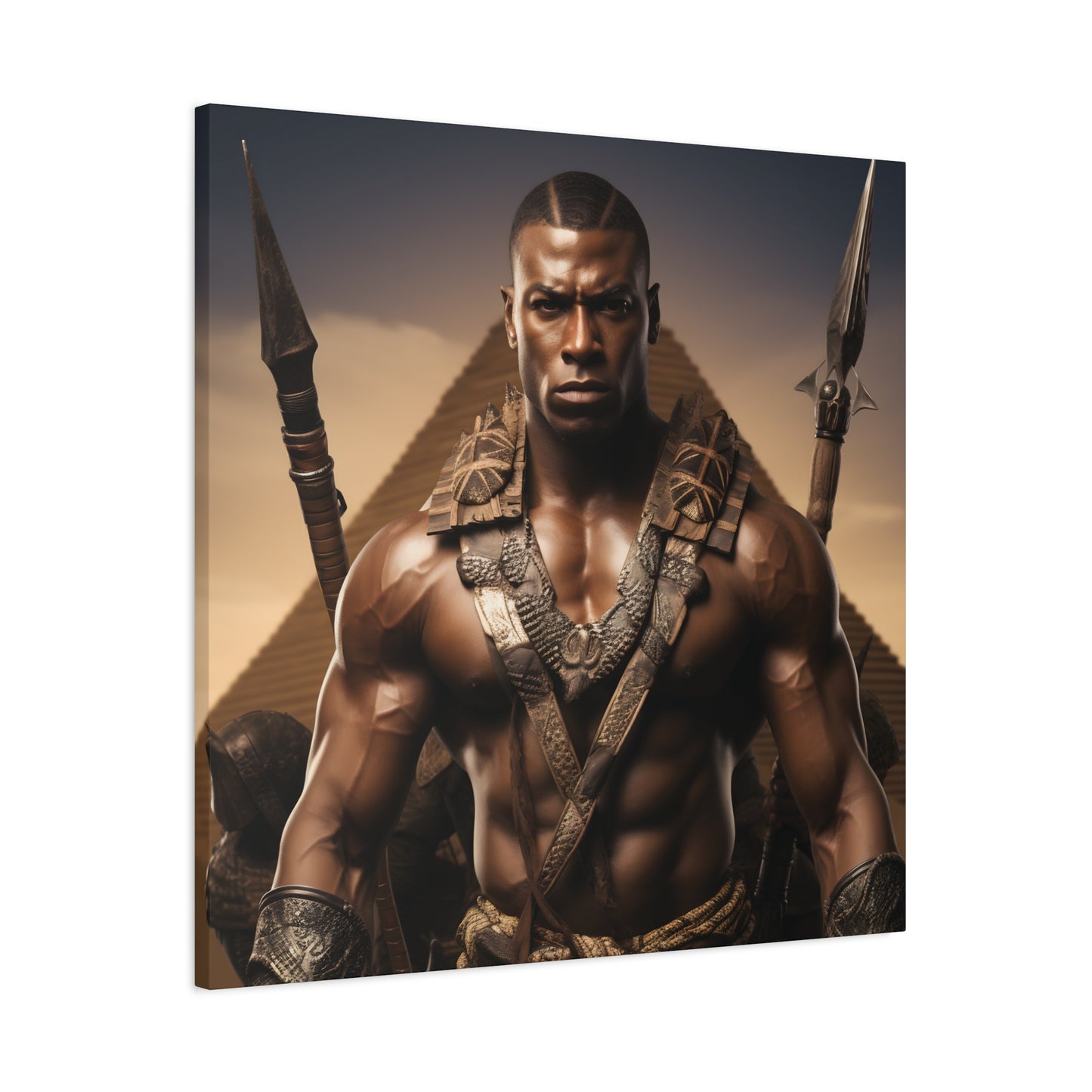 Tribal Strength & Pyramids Heroic Wall Art Canvas - Inspirational Decor for Home, Office, Gift for Art Lovers, Black History Month, Masculine Home Decor