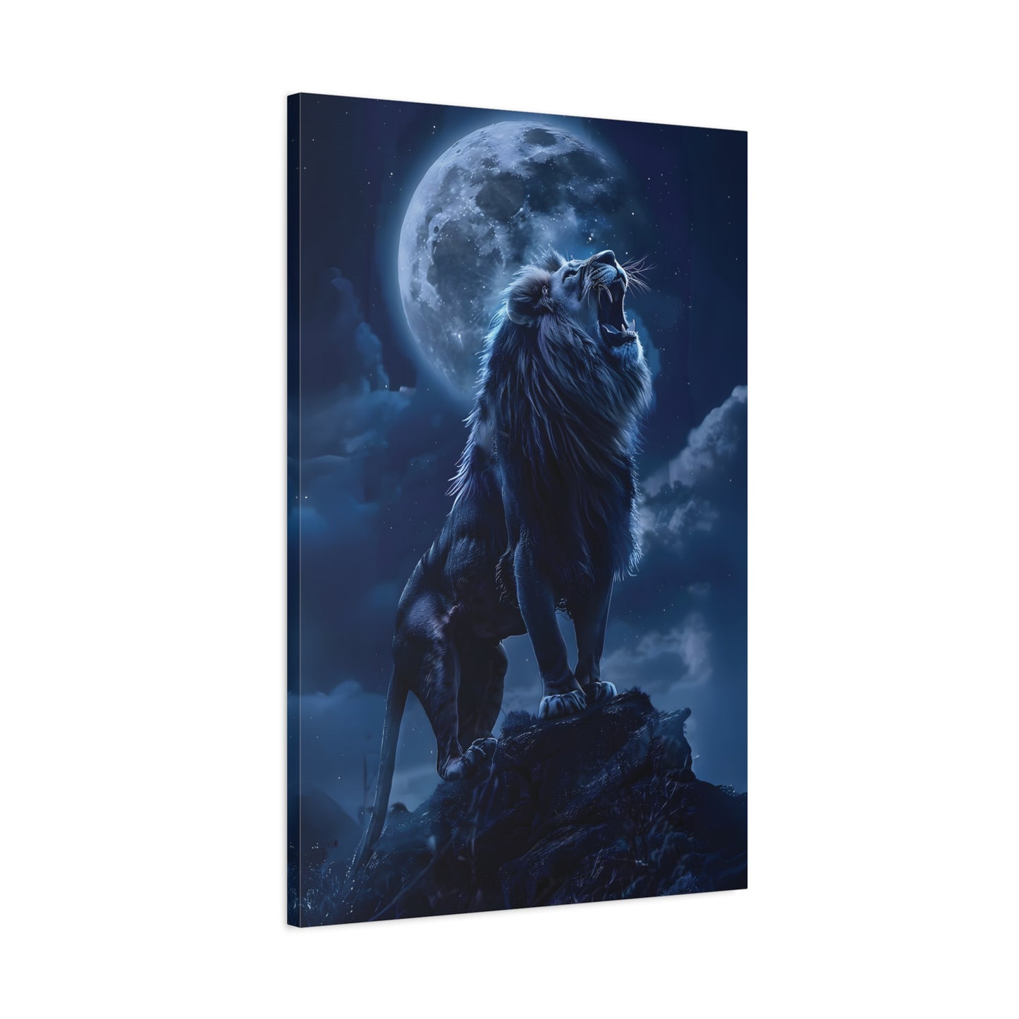 Majestic Lion Canvas Art Print, Home Decor, Wall Art, Animal Lover Gift, Moonlit Landscape, Office Wall Decoration, Afro Art