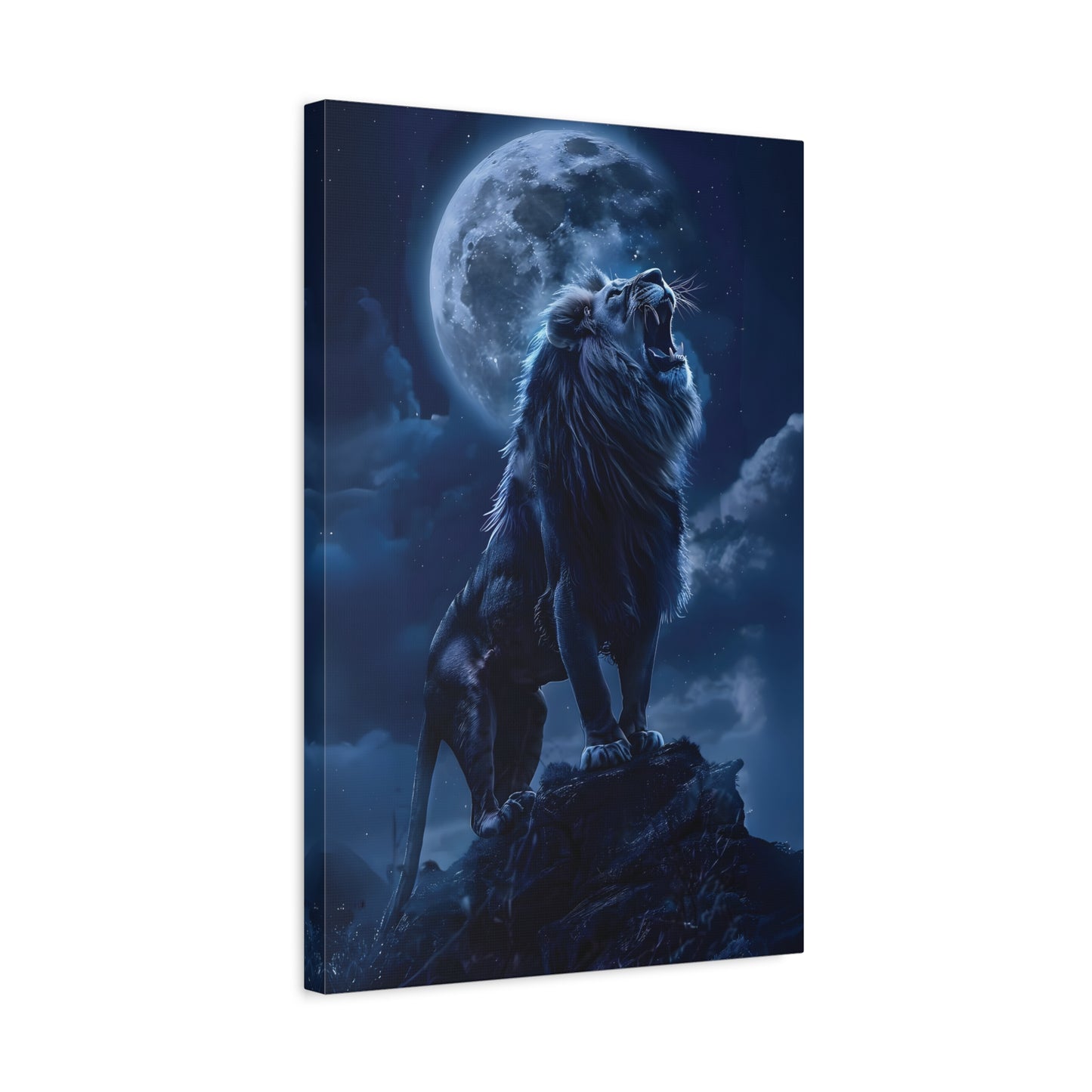 Majestic Lion Canvas Art Print, Home Decor, Wall Art, Animal Lover Gift, Moonlit Landscape, Office Wall Decoration, Afro Art