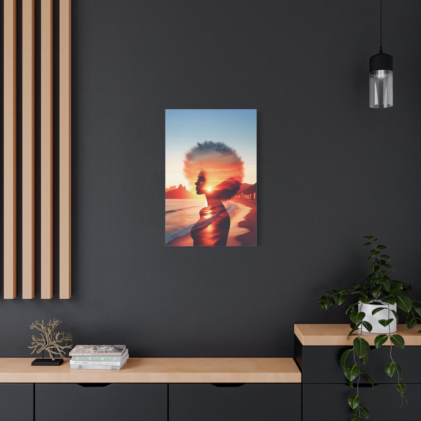 Afro Sunset Silhouette Canvas Art, Wall Decor, Home Aesthetic, Gift for Art Lovers, Bohemian Art, Inspirational Wall Hanging