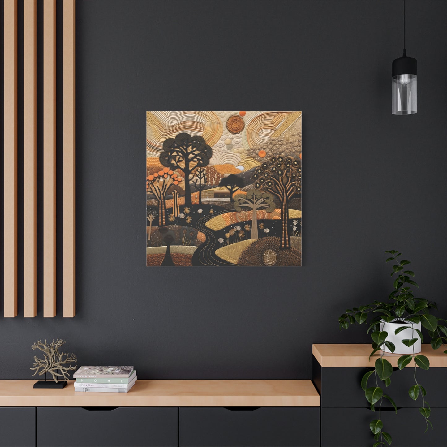 Artistic African Landscape Wall Art Canvas Print, Home Decor, Nature Landscape, Cozy Vibes, Gift for Art Lovers, Fall Decor, Unique Artwork