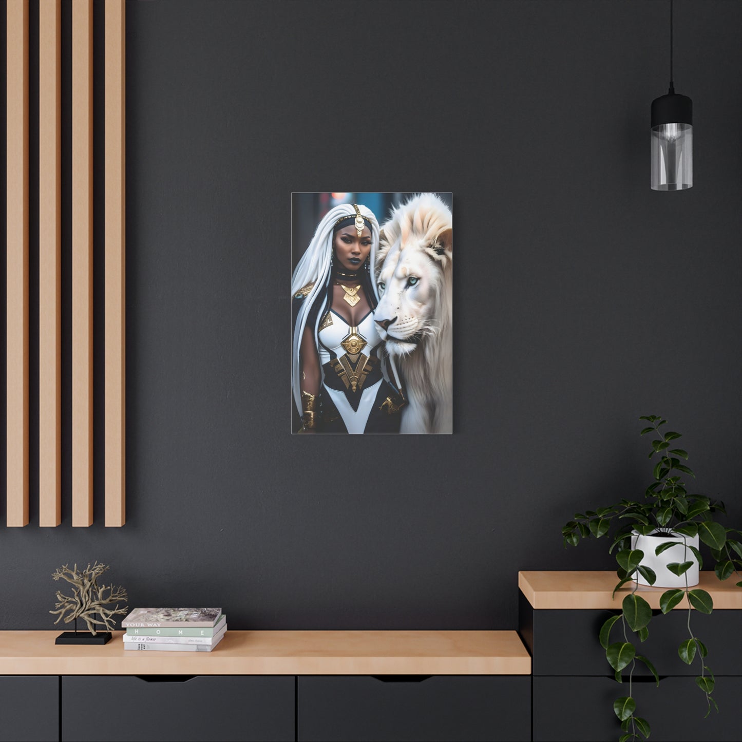 Afrofuturistic Warrior Queen Art Print – Lion Power & African Royalty - Powerful Artwork with Regal Themes, Home Decor, Perfect Gift for Art Lovers, Wall Hanging, Inspirational Decor