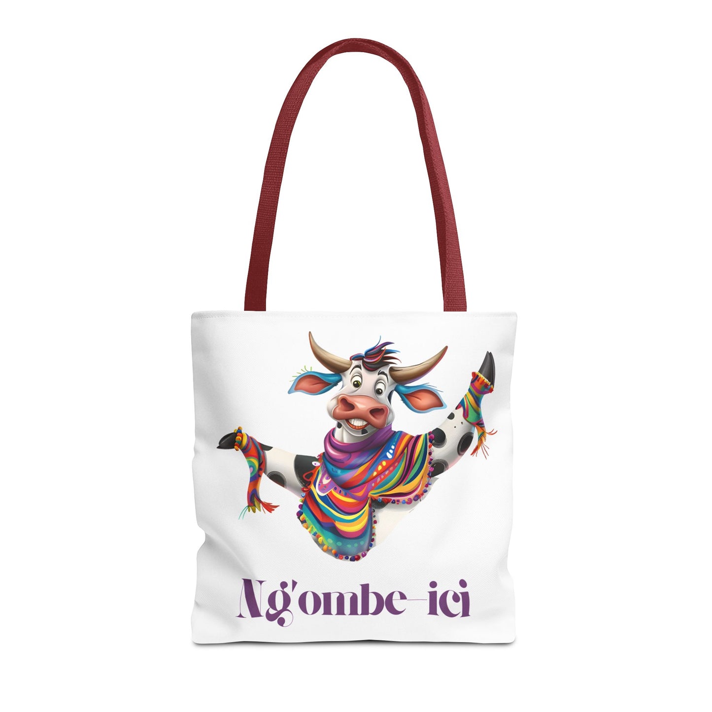 Funny Ngombe-ici Cow Tote Bag, Fun Eco-Friendly Shopping Bag, Animal Lover Gift, Festival Tote, Cute Cow Design, Mochila de Vaca