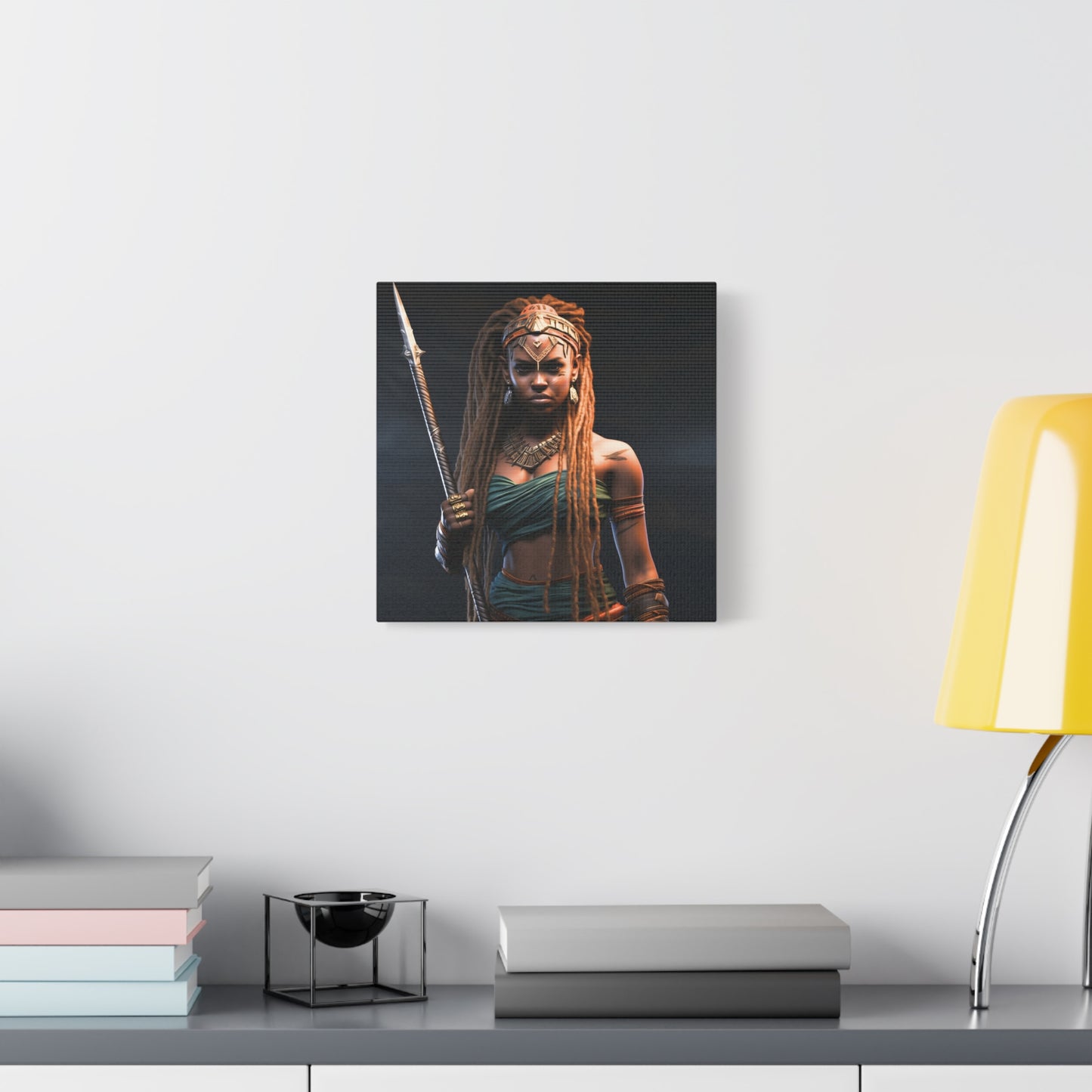 Warrior Queen Stretched Canvas Wall Art Print, Warrior Decor, Wall Art, Home Decor, Unique Gift, African Goddess