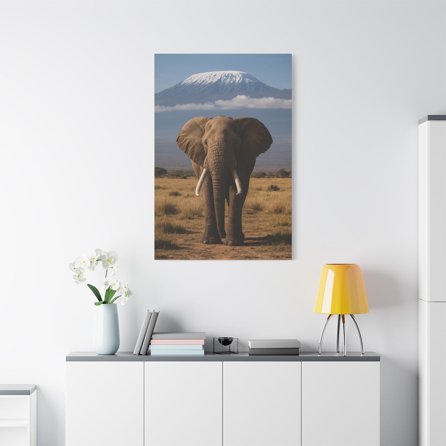 Stretched Canvas Art featuring Majestic Elephant and Kilimanjaro, Wildlife Decor, Nature Lover's Gift, Animal Wall Art, Home Decor, Nature Lovers