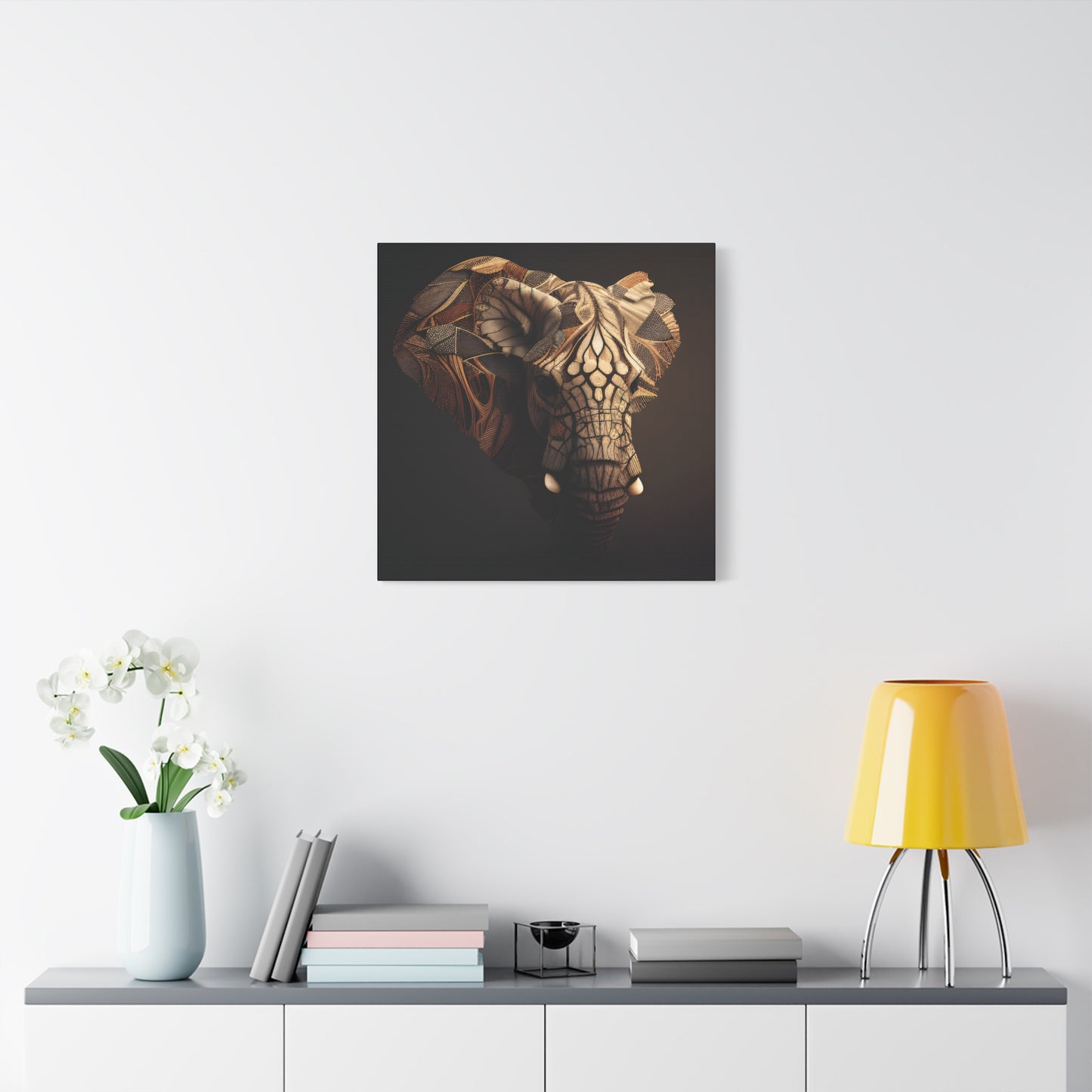Tribal Elephant Wall Art – Intricate African Animal Canvas Print, Unique Wall Art, Home Decor, Gift for Animal Lovers, Nature-Inspired Artwork