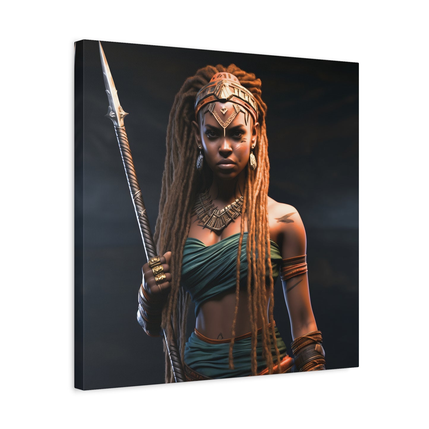Warrior Queen Stretched Canvas Wall Art Print, Warrior Decor, Wall Art, Home Decor, Unique Gift, African Goddess