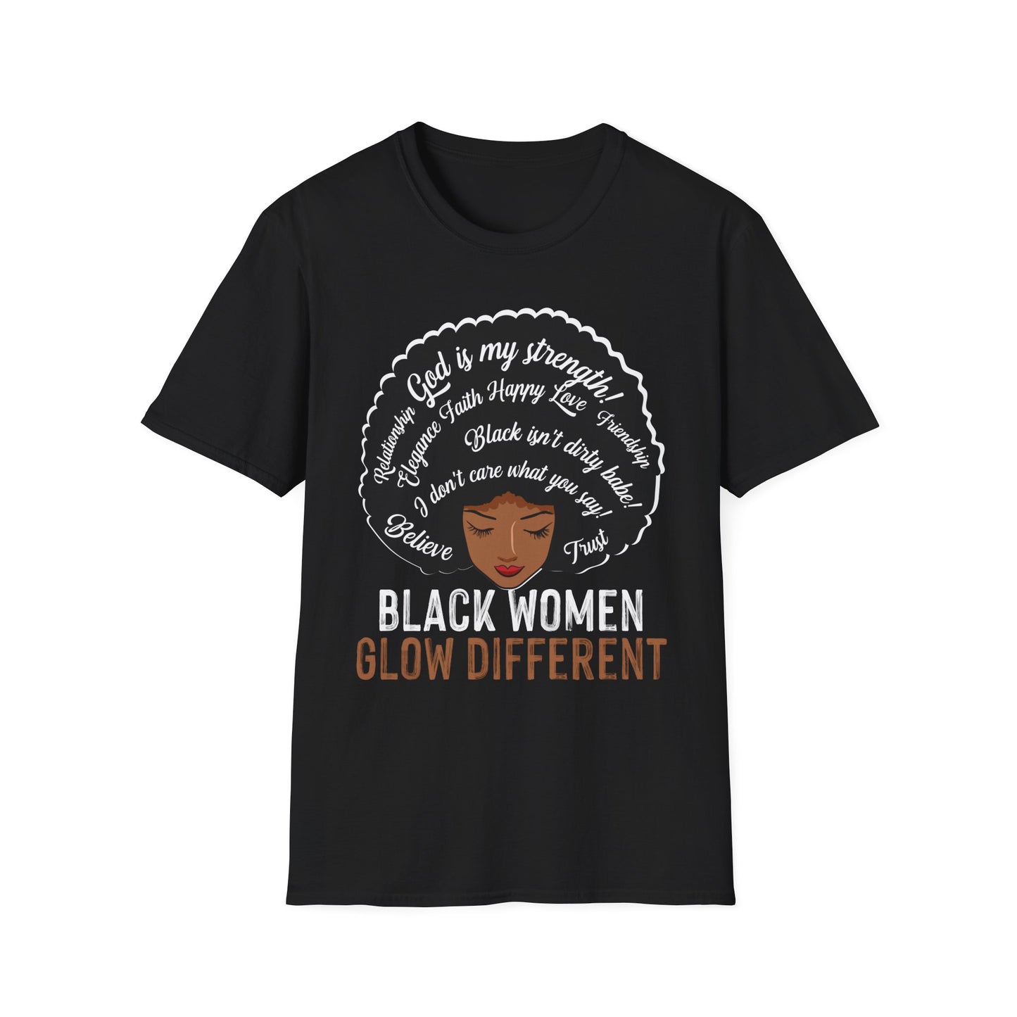 Black Women Glow Different Unisex Softstyle T-Shirt