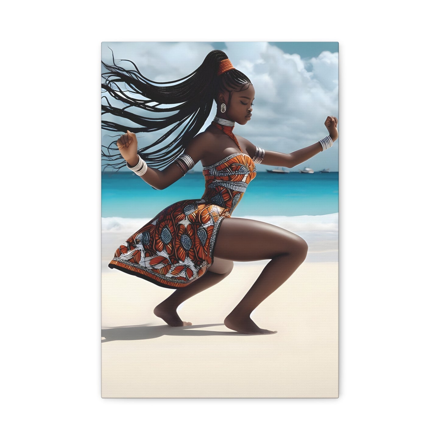 Artistic Canvas Wall Art, Home Decor, African Culture, Beach Vibe, Unique Gift, Modern Aesthetic