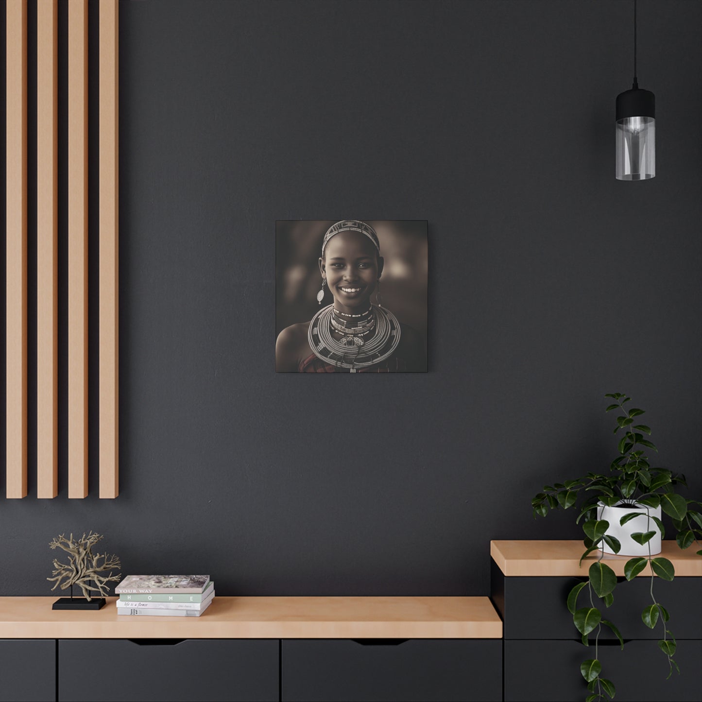 Stretched Canvas Art Print of a Smiling Maasai Woman, Ethnic Wall Décor, Home, Office, Cultural Celebration, Gift Idea
