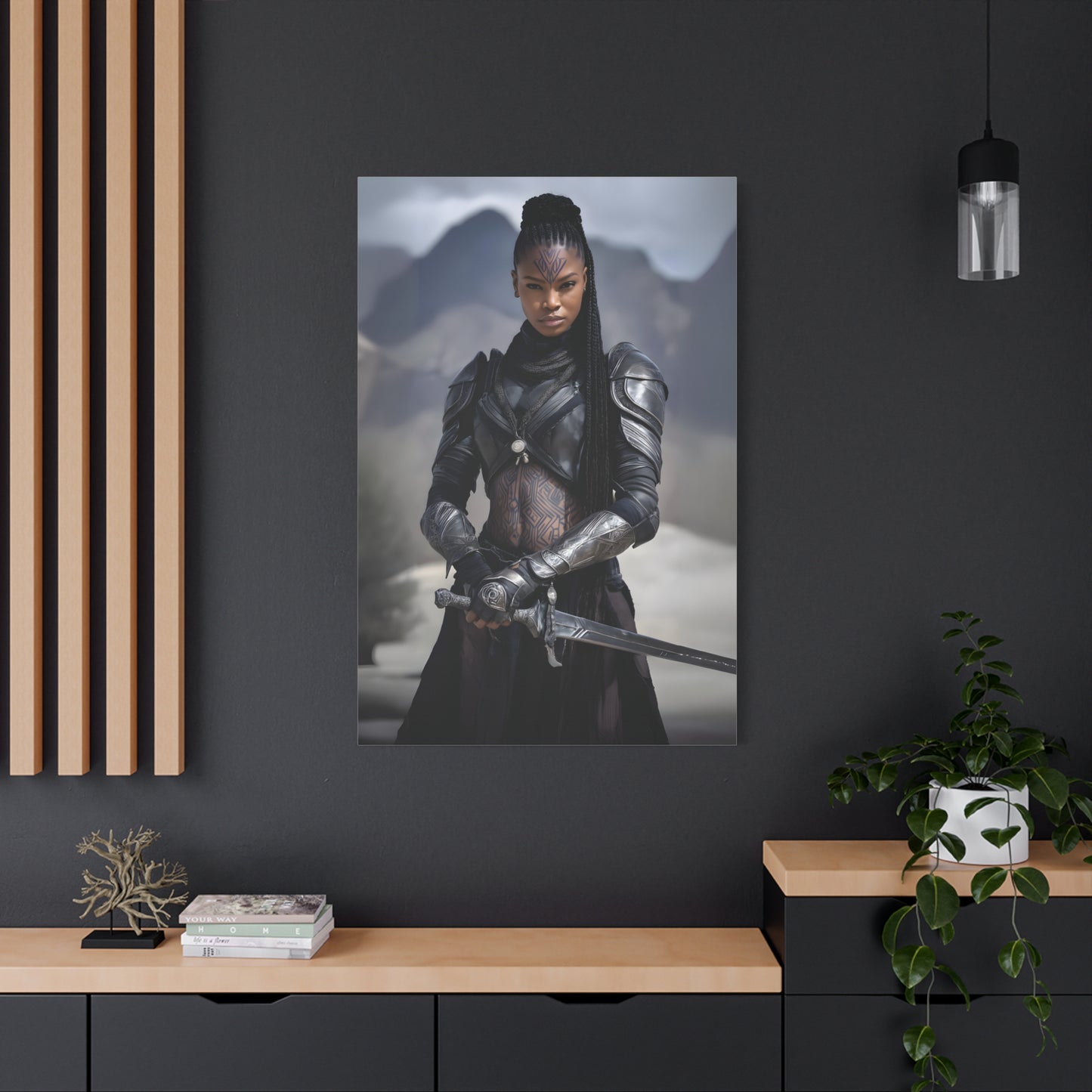 Epic Warrior Art Canvas Print, Fantasy Wall Decor, Unique Home Decor, Gift for Fans, Adventurous Art Piece, Heroic Themed Art