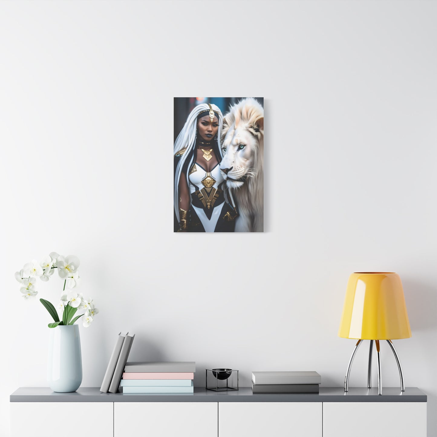 Afrofuturistic Warrior Queen Art Print – Lion Power & African Royalty - Powerful Artwork with Regal Themes, Home Decor, Perfect Gift for Art Lovers, Wall Hanging, Inspirational Decor