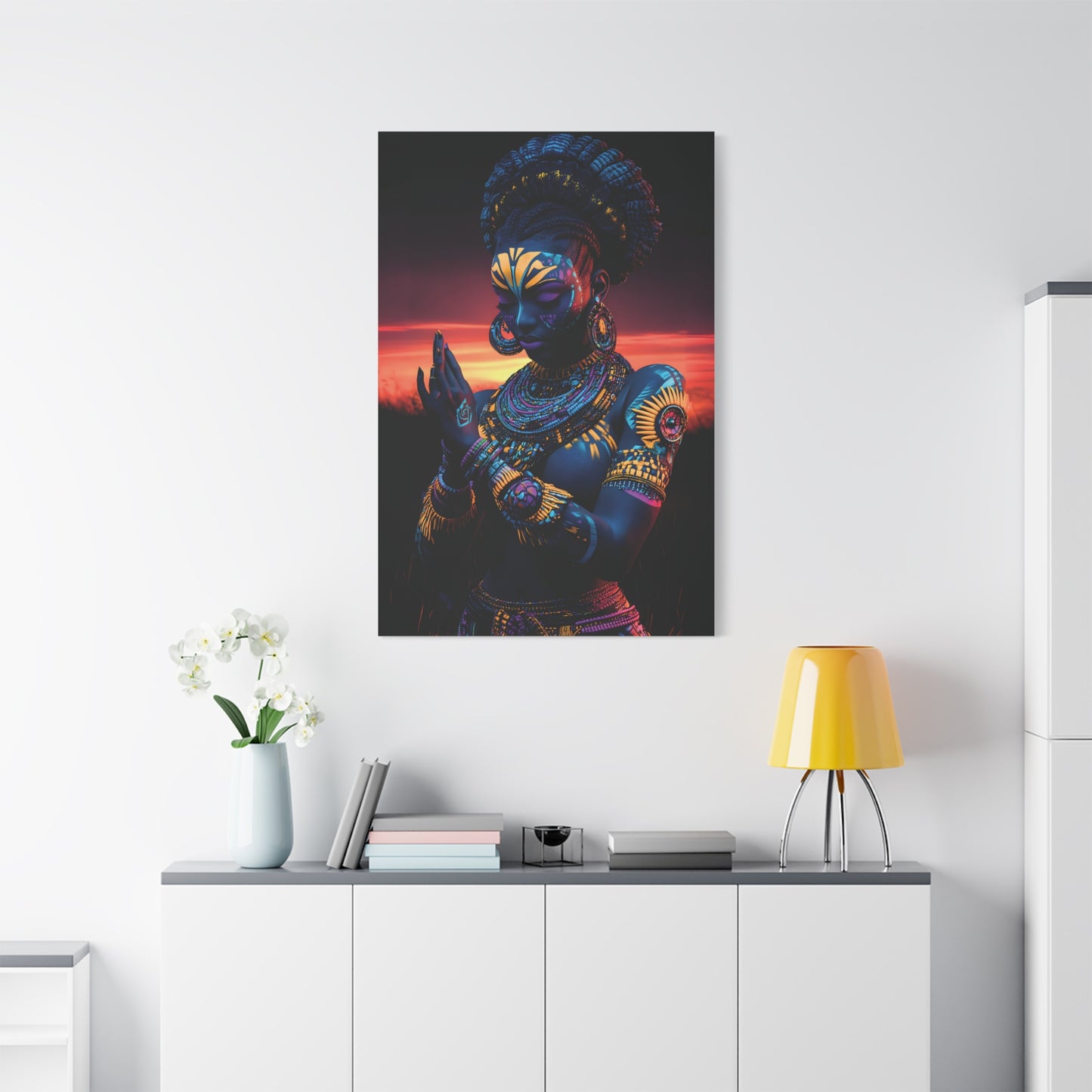 AfricanTribal Woman Canvas Wall Art, Boho Decor, Afrocentric Home Gift, Eclectic Art Piece, Unique Wall Decor, Gallery Wall Accent