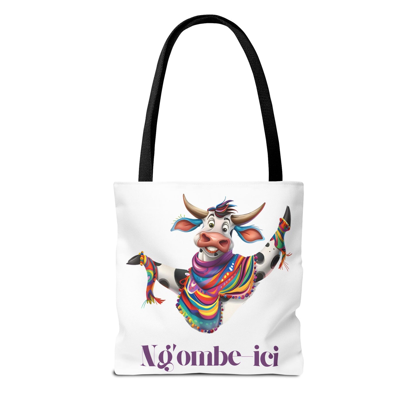 Funny Ngombe-ici Cow Tote Bag, Fun Eco-Friendly Shopping Bag, Animal Lover Gift, Festival Tote, Cute Cow Design, Mochila de Vaca