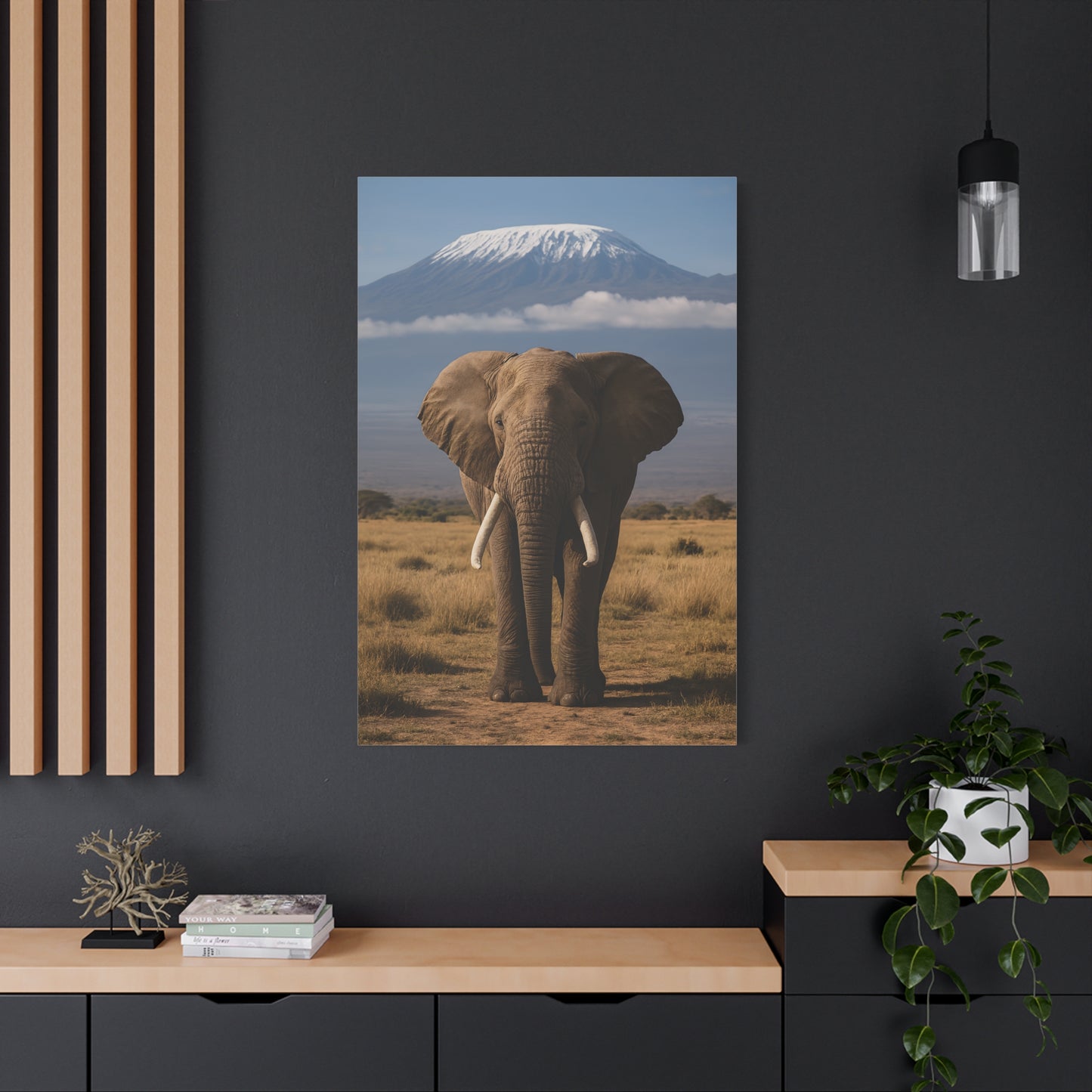 Stretched Canvas Art featuring Majestic Elephant and Kilimanjaro, Wildlife Decor, Nature Lover's Gift, Animal Wall Art, Home Decor, Nature Lovers