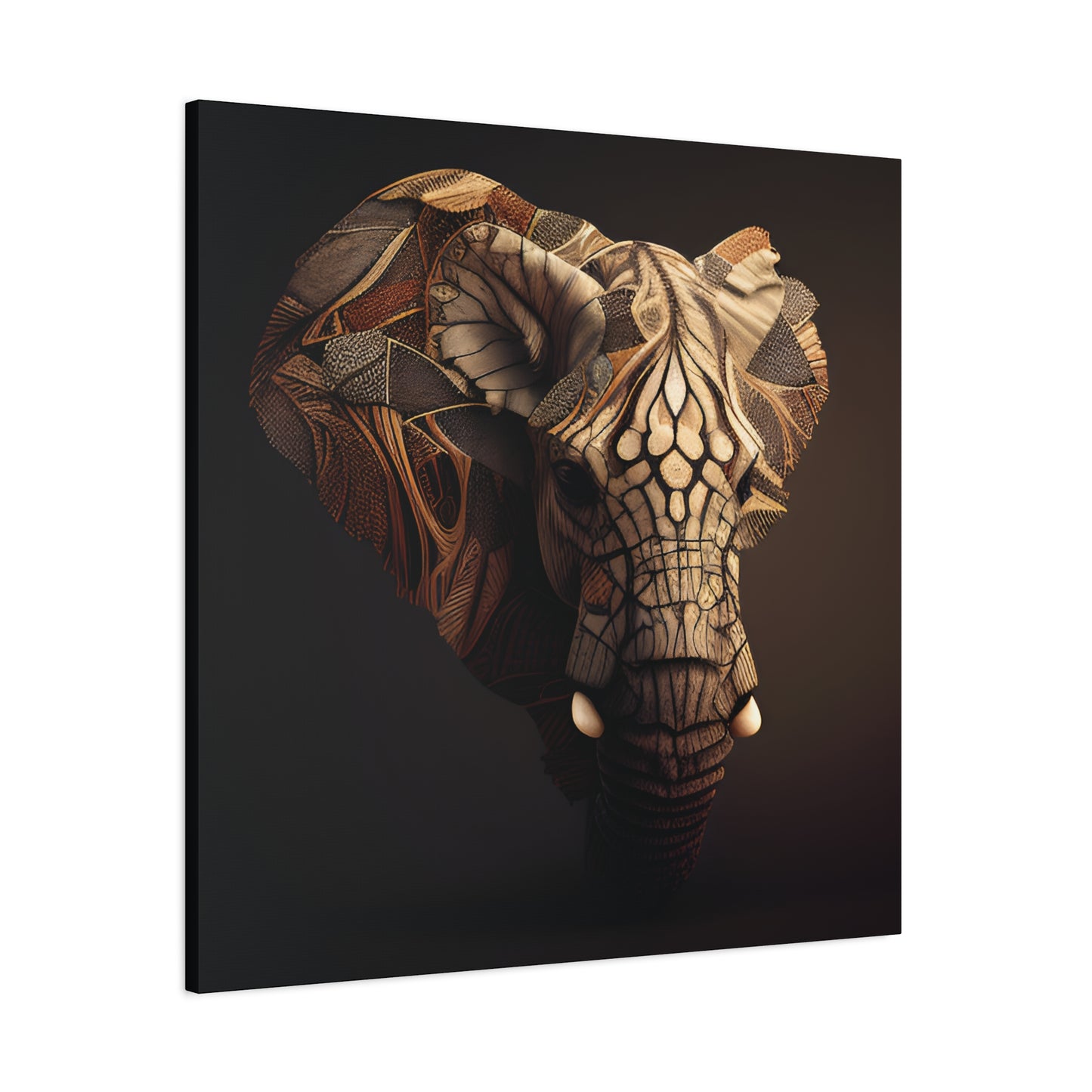 Tribal Elephant Wall Art – Intricate African Animal Canvas Print, Unique Wall Art, Home Decor, Gift for Animal Lovers, Nature-Inspired Artwork