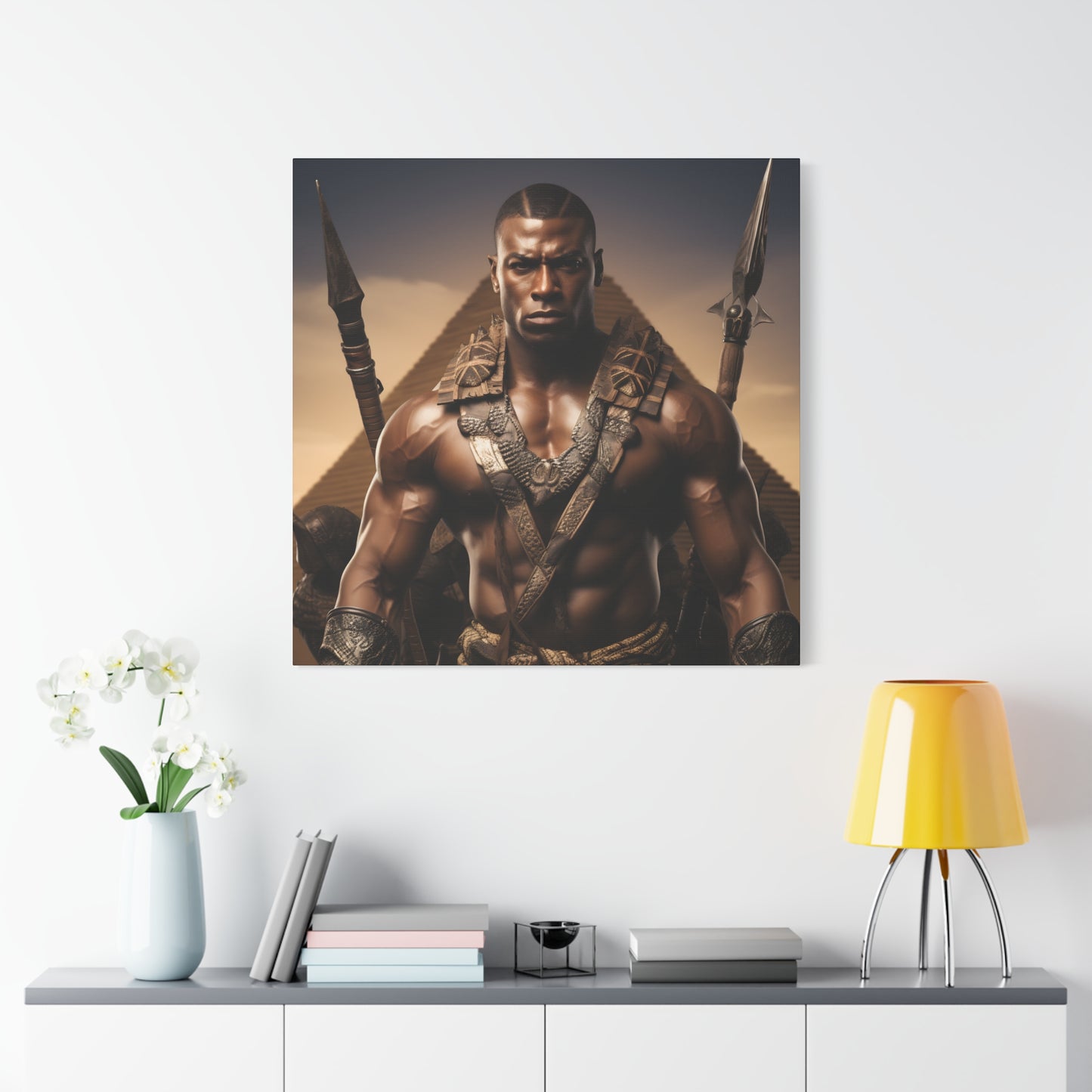 Tribal Strength & Pyramids Heroic Wall Art Canvas - Inspirational Decor for Home, Office, Gift for Art Lovers, Black History Month, Masculine Home Decor