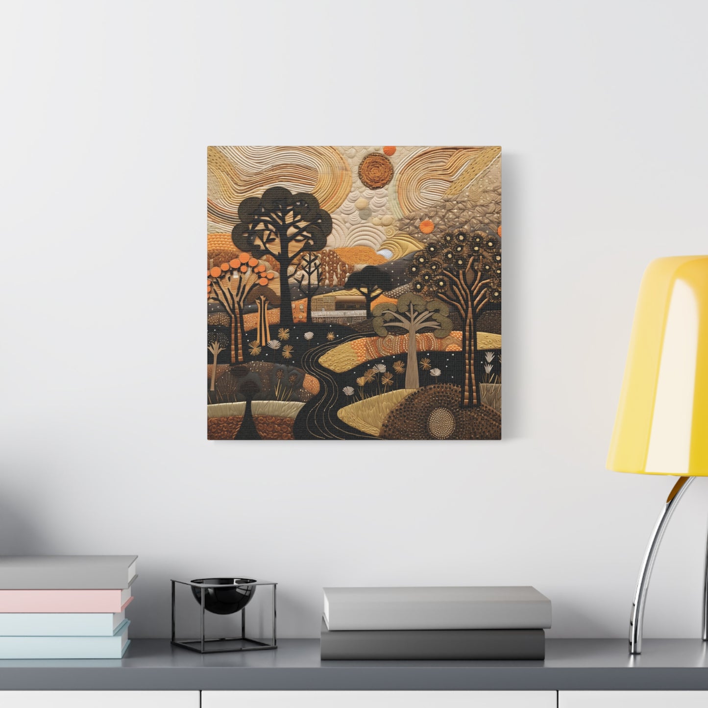 Artistic African Landscape Wall Art Canvas Print, Home Decor, Nature Landscape, Cozy Vibes, Gift for Art Lovers, Fall Decor, Unique Artwork
