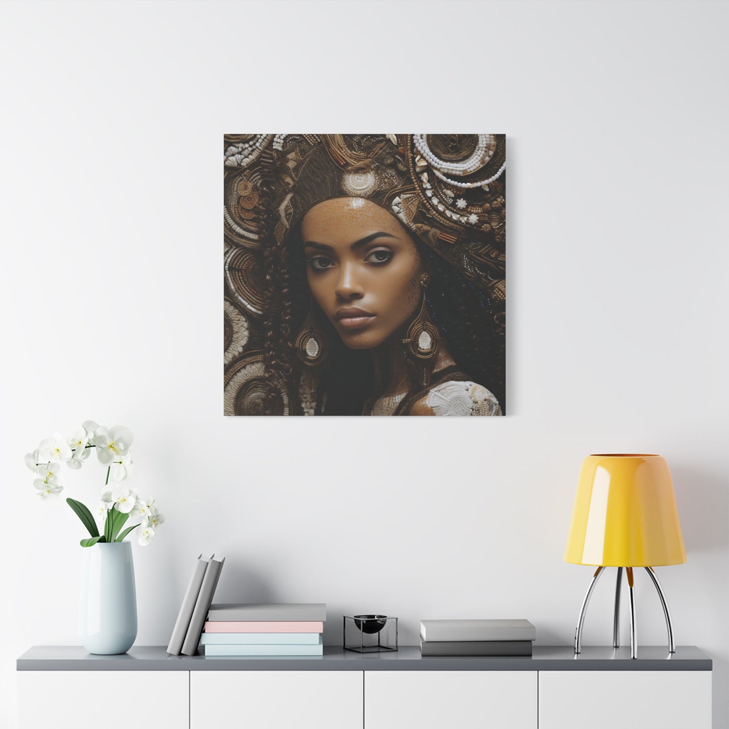African Royal Matte Canvas – Melanin Queen Wall Art Canvas, Home Decor, Bohemian Style, Unique Gift, Modern Art, Gallery Wall