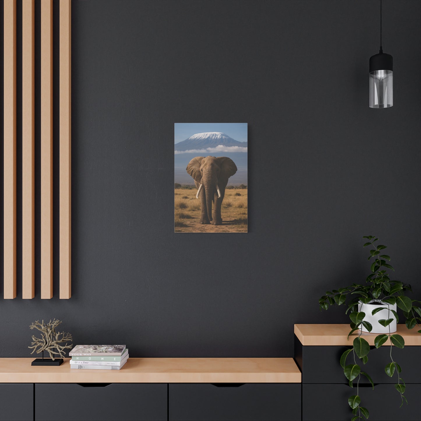 Stretched Canvas Art featuring Majestic Elephant and Kilimanjaro, Wildlife Decor, Nature Lover's Gift, Animal Wall Art, Home Decor, Nature Lovers
