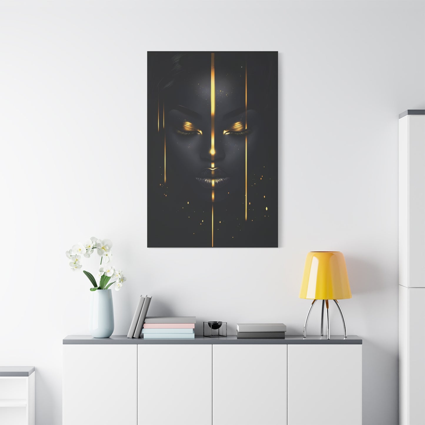 Afrocentric Black Gold Wall Art – Elegant African Woman with Gold Accents, Minimalist Wall Decor, Modern Home Aesthetic, Gift for Art Lovers, Thoughtful Housewarming Present