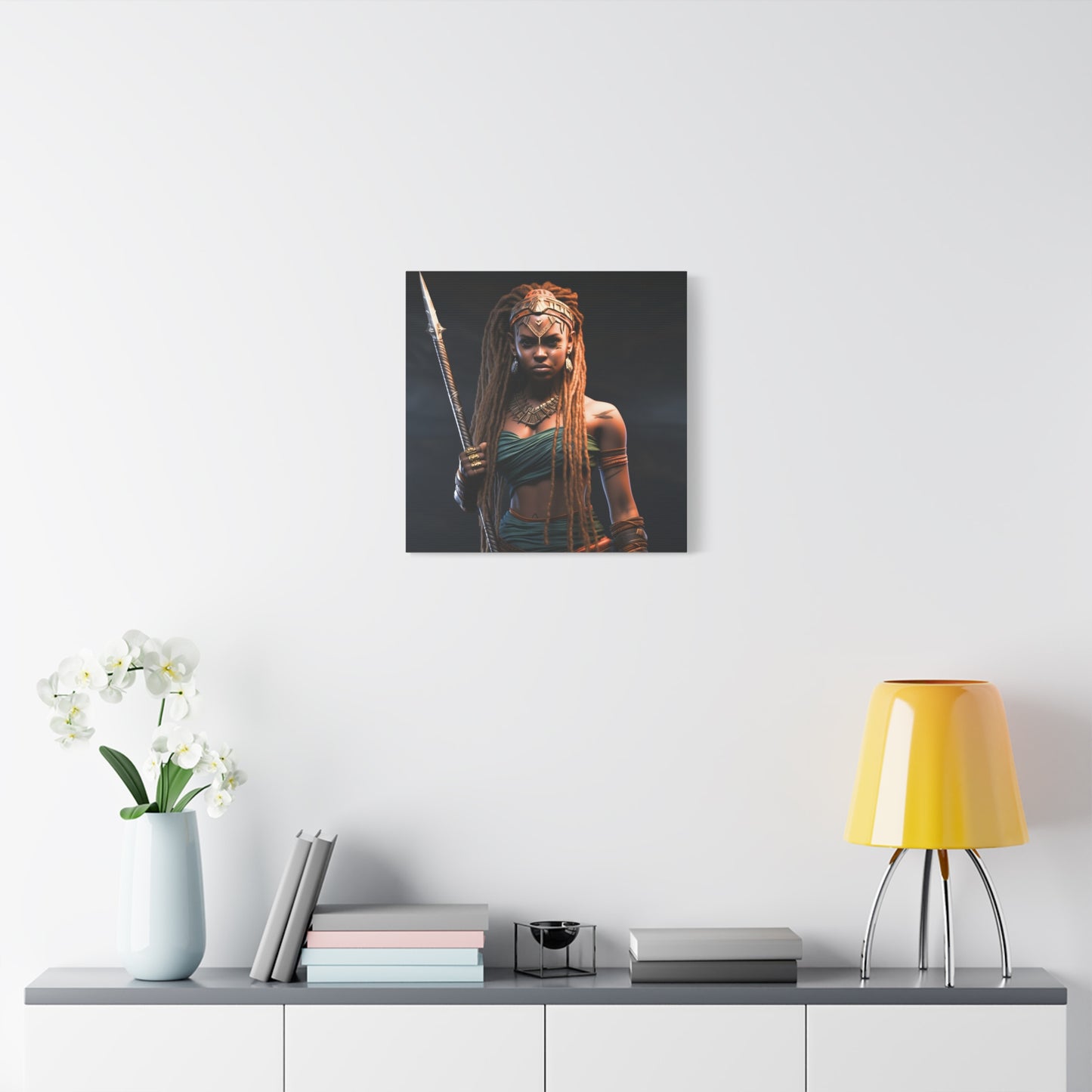 Warrior Queen Stretched Canvas Wall Art Print, Warrior Decor, Wall Art, Home Decor, Unique Gift, African Goddess